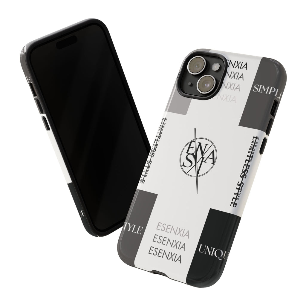 Gothic Monochrome Phone Case — 'ESENXIA' Logo Tough Case