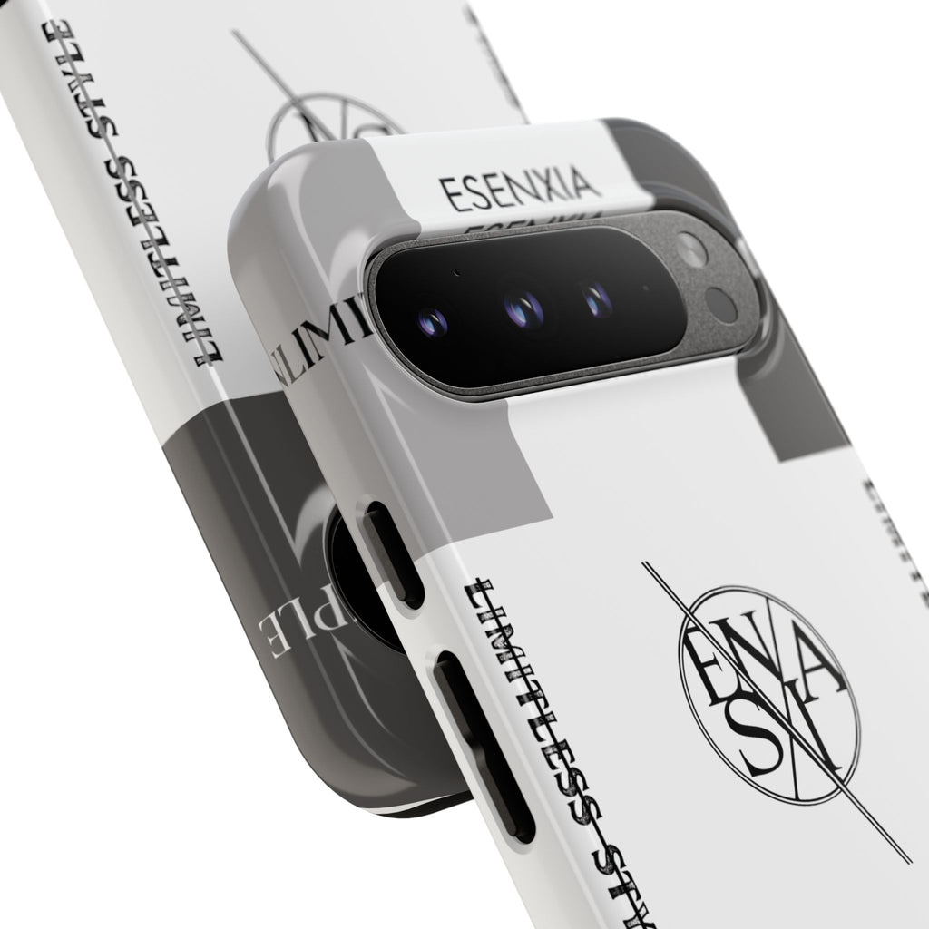 Gothic Monochrome Phone Case — 'ESENXIA' Logo Tough Case