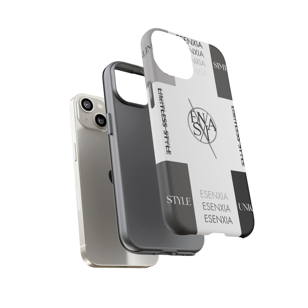 Gothic Monochrome Phone Case — 'ESENXIA' Logo Tough Case
