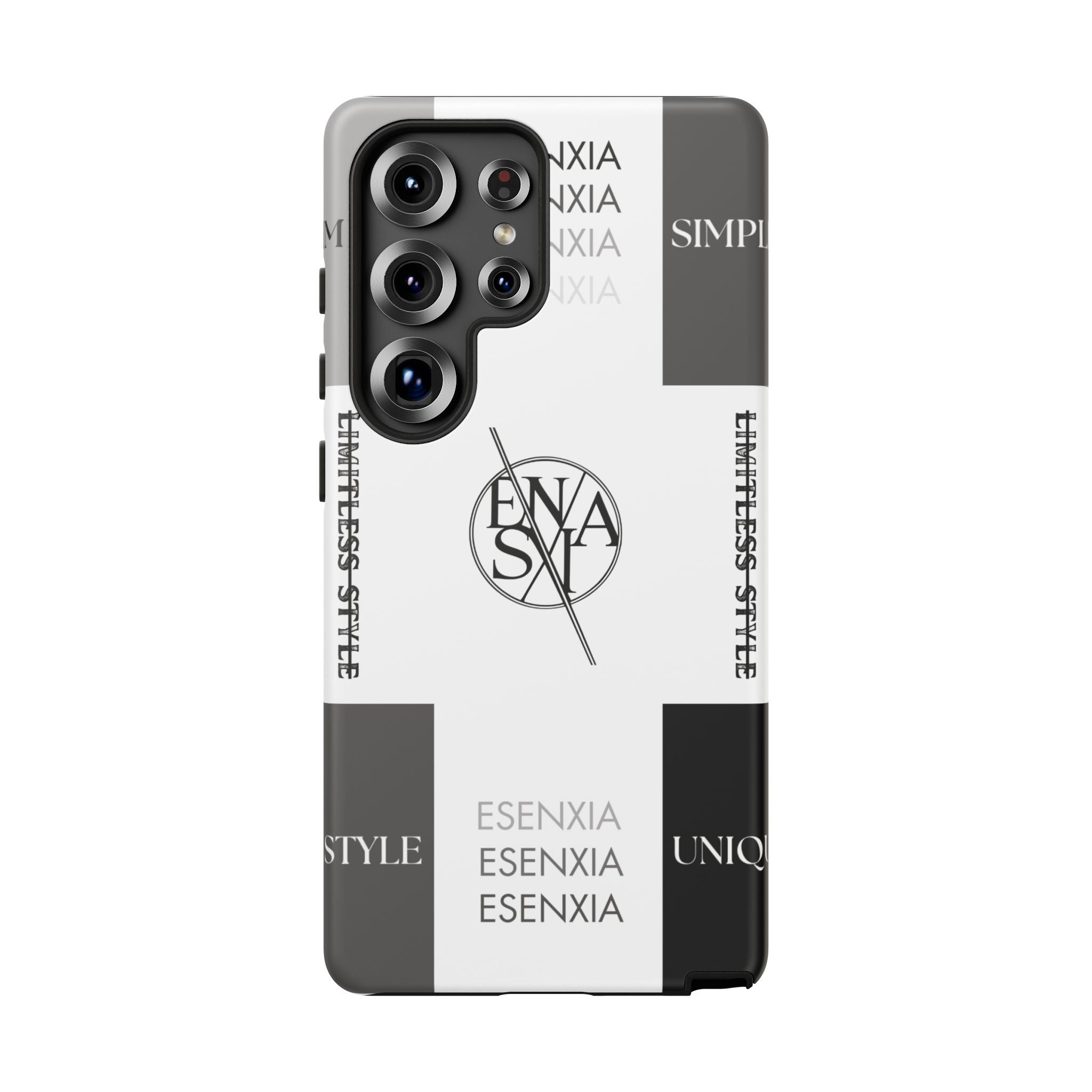 Gothic Monochrome Phone Case — 'ESENXIA' Logo Tough Case