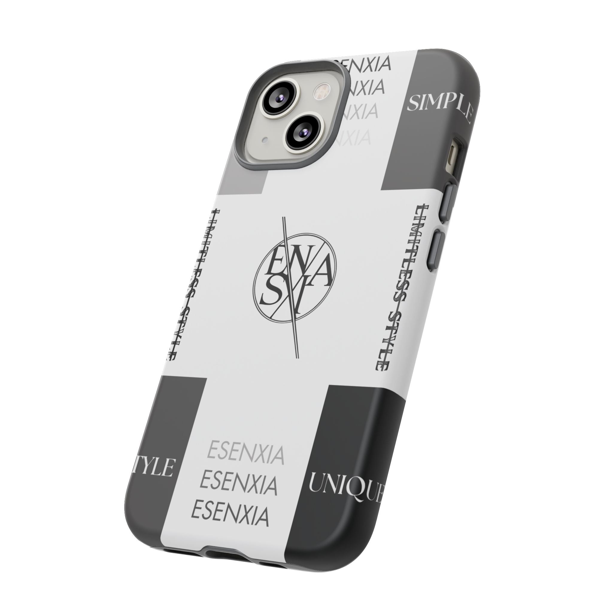 Gothic Monochrome Phone Case — 'ESENXIA' Logo Tough Case