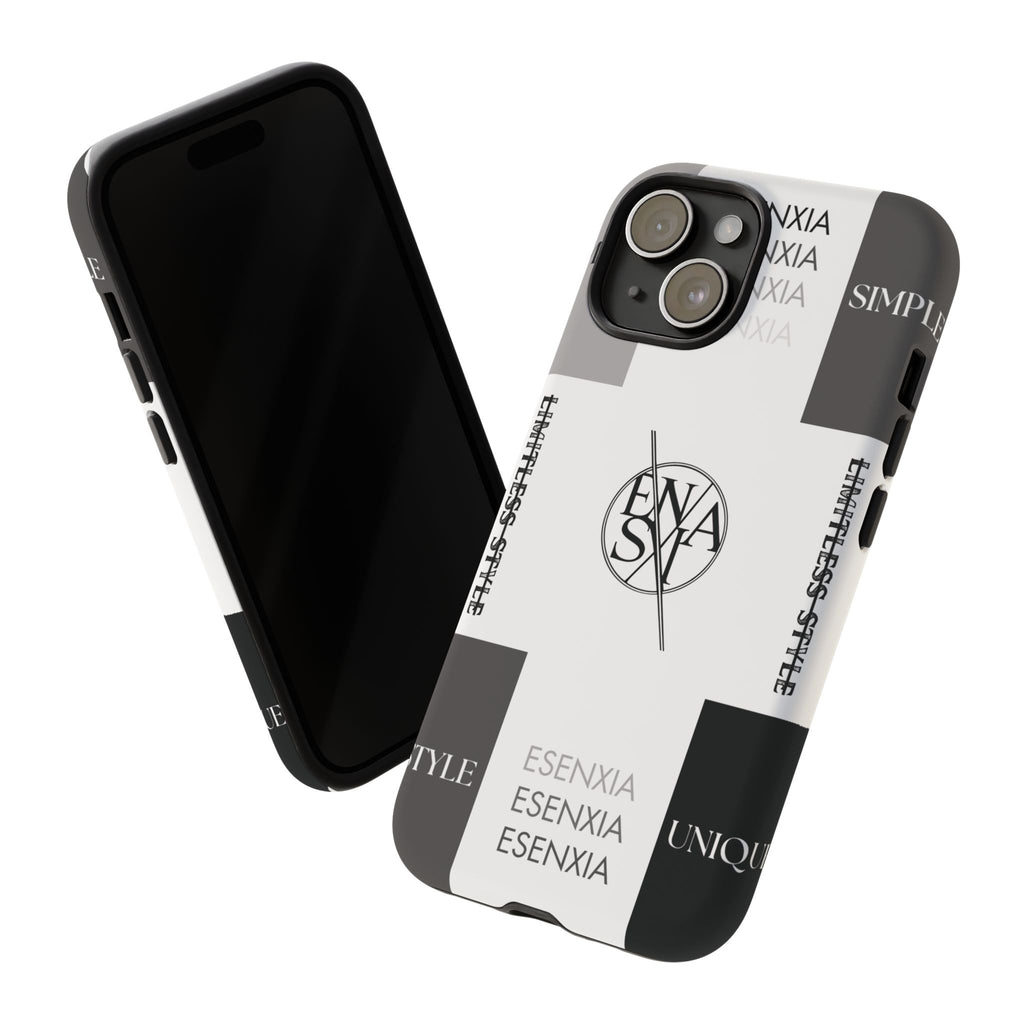 Gothic Monochrome Phone Case — 'ESENXIA' Logo Tough Case