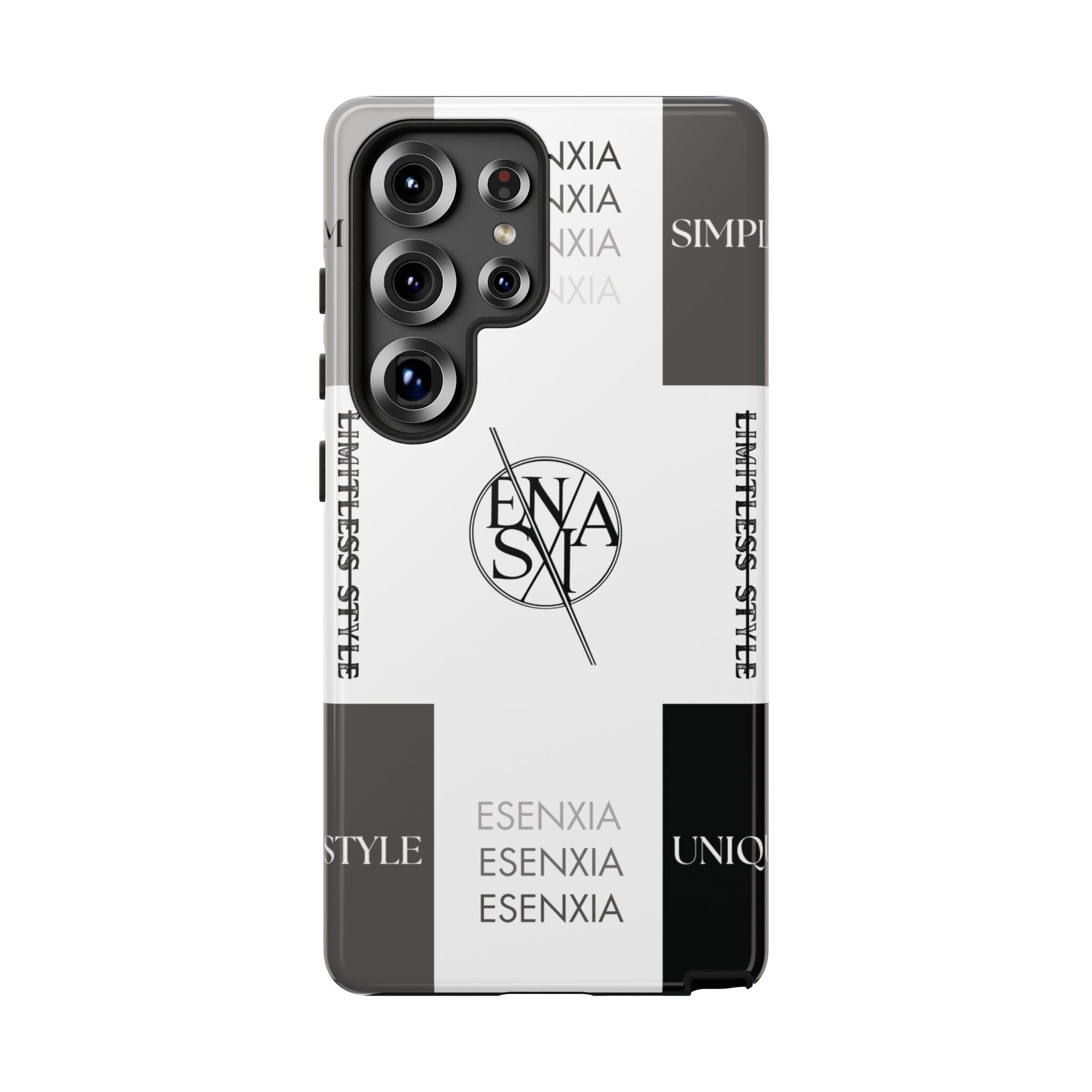 Gothic Monochrome Phone Case — 'ESENXIA' Logo Tough Case