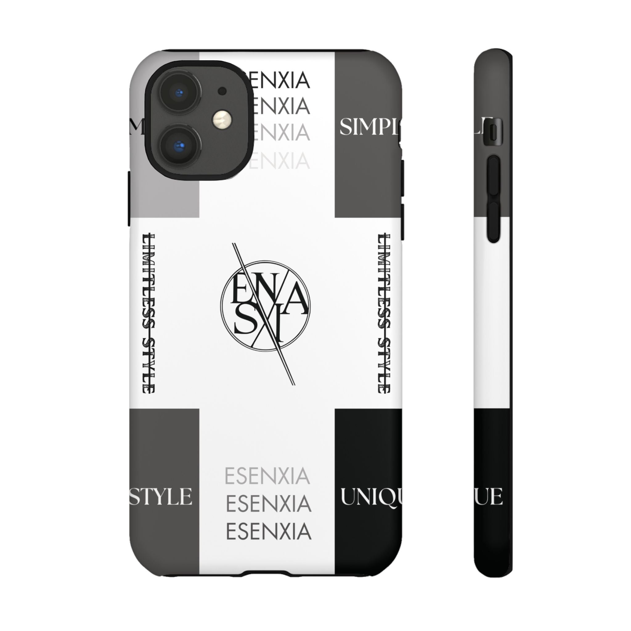 Gothic Monochrome Phone Case — 'ESENXIA' Logo Tough Case