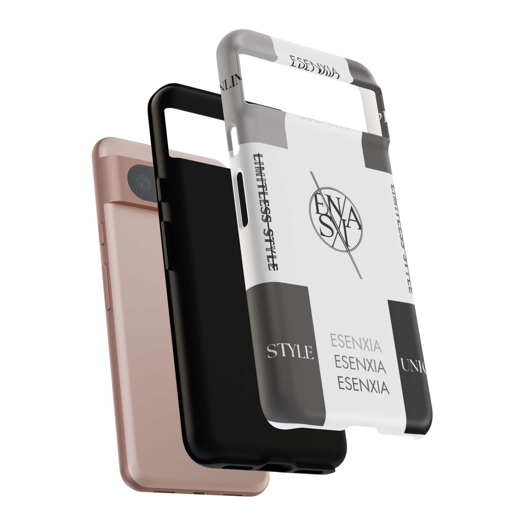 Gothic Monochrome Phone Case — 'ESENXIA' Logo Tough Case