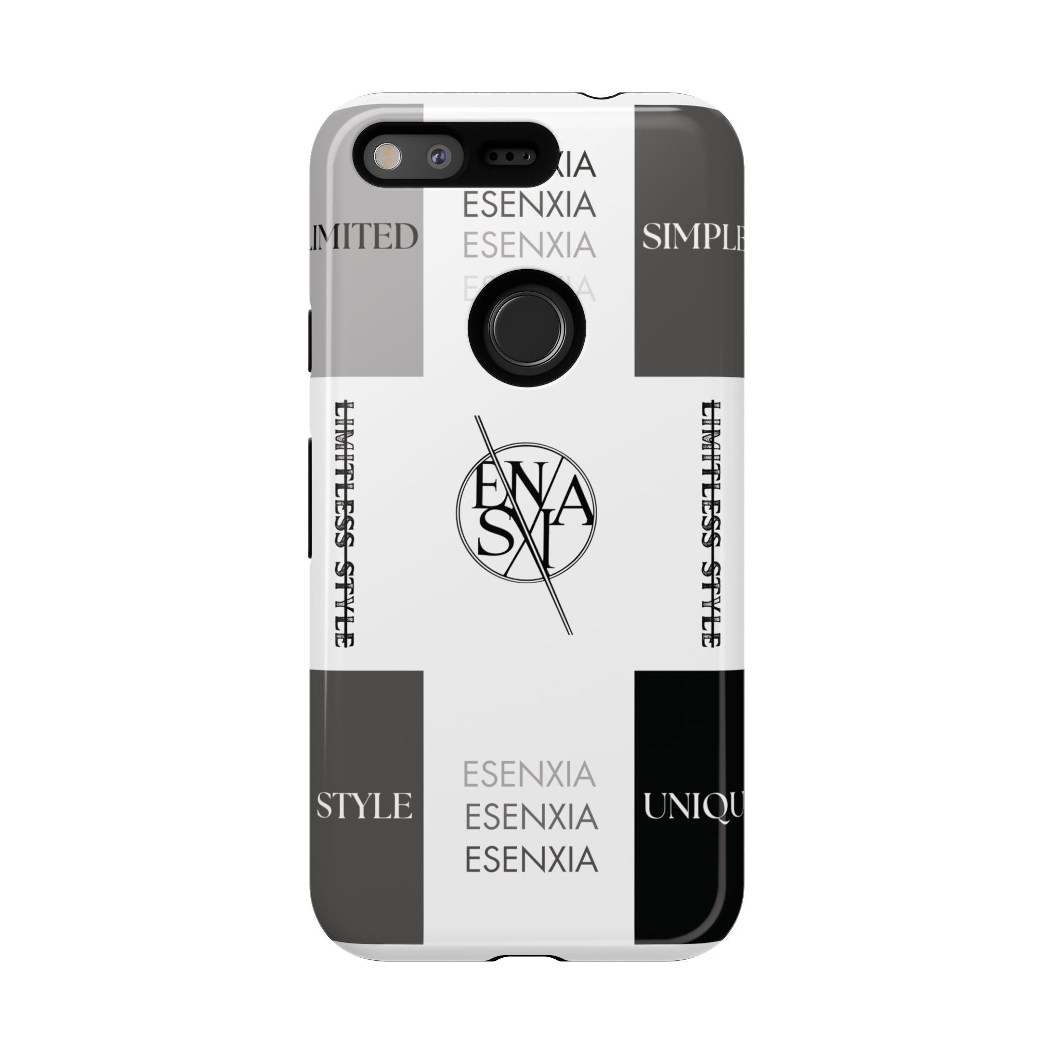 Gothic Monochrome Phone Case — 'ESENXIA' Logo Tough Case