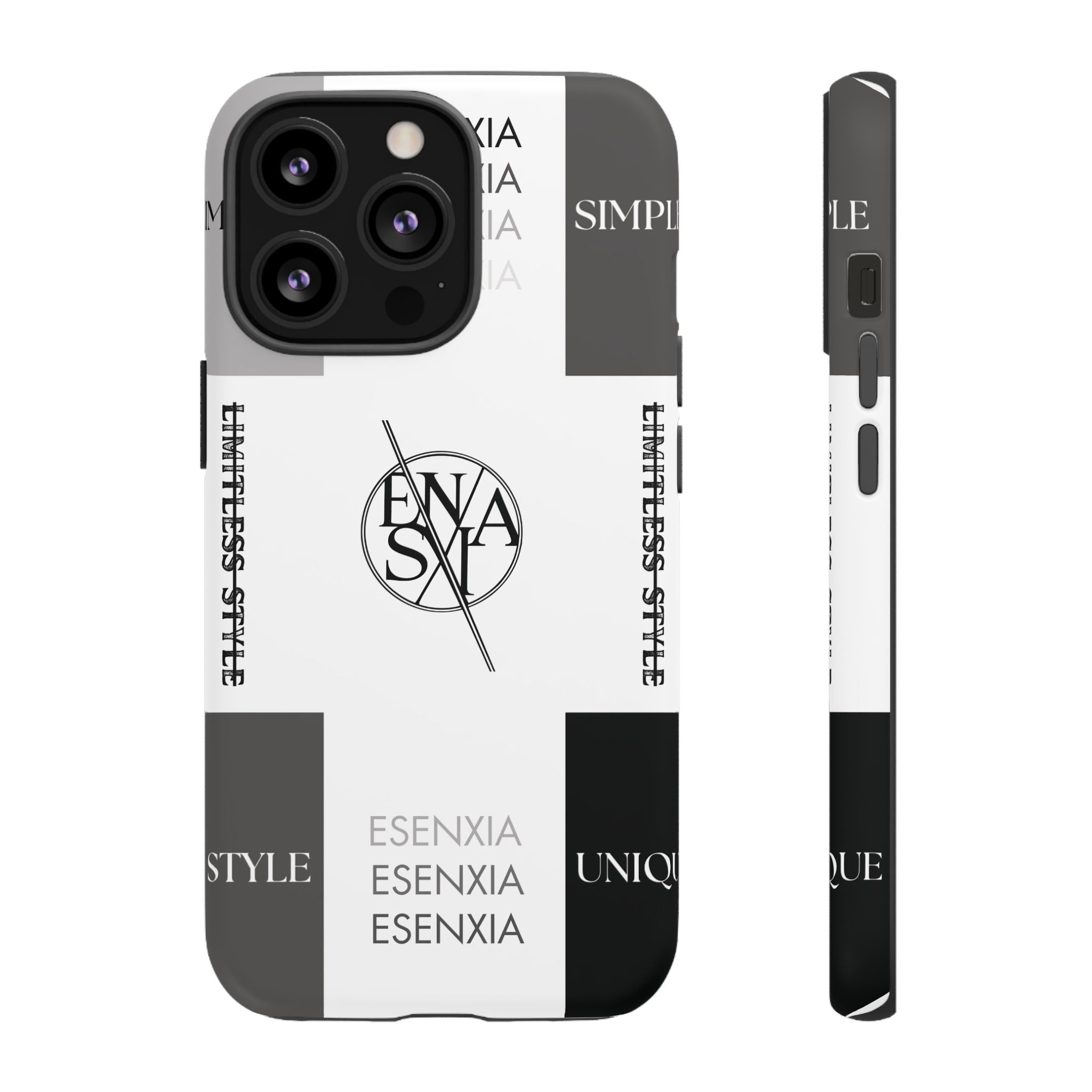 Gothic Monochrome Phone Case — 'ESENXIA' Logo Tough Case