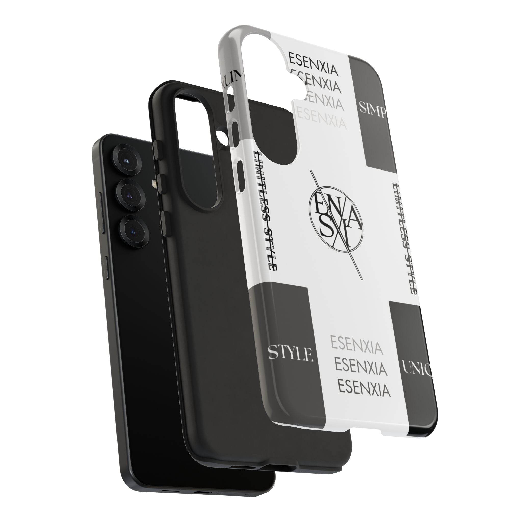 Gothic Monochrome Phone Case — 'ESENXIA' Logo Tough Case