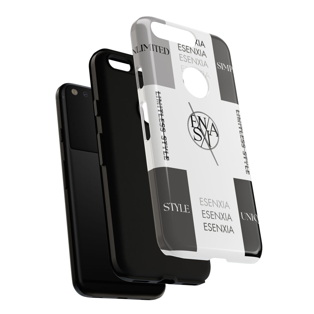 Gothic Monochrome Phone Case — 'ESENXIA' Logo Tough Case