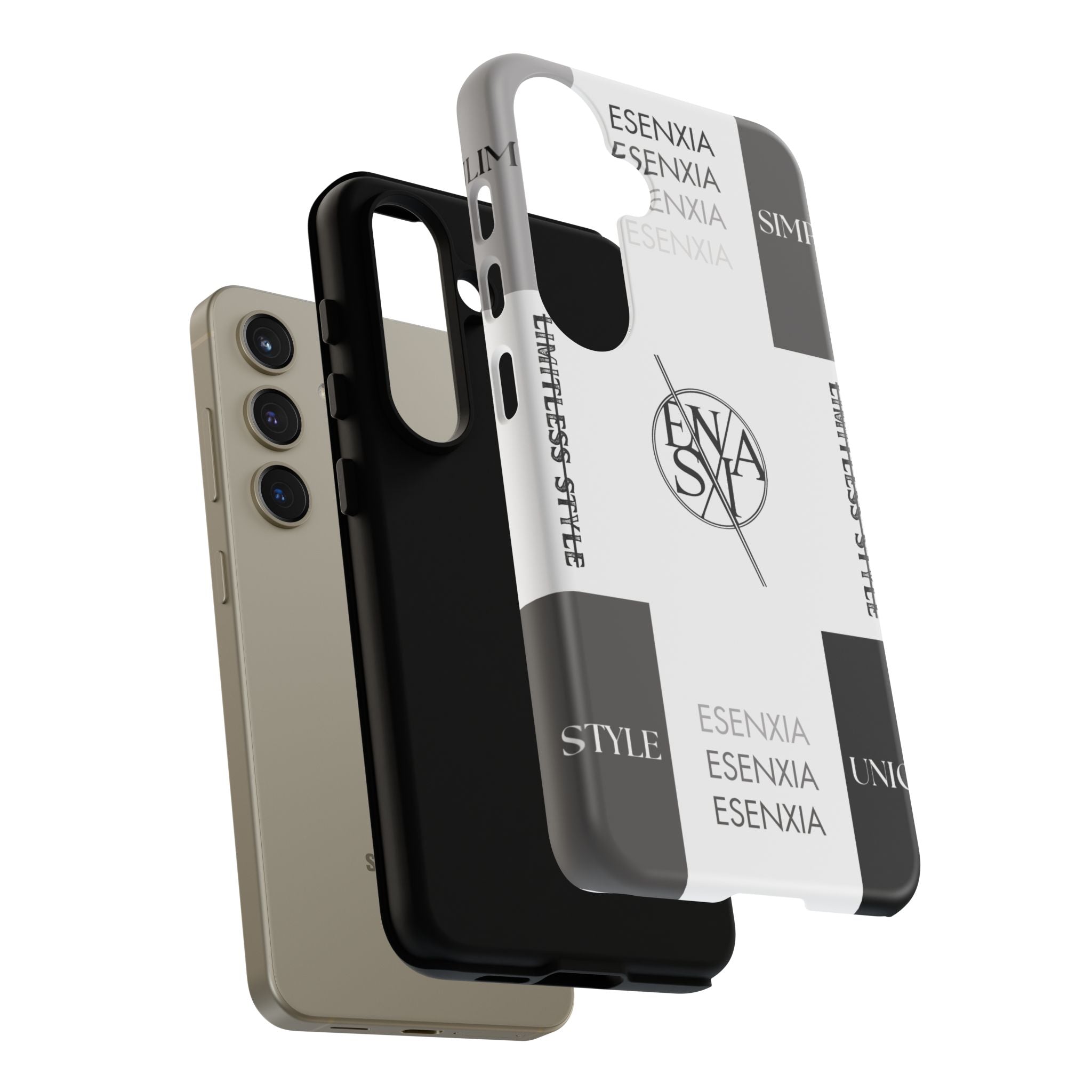 Gothic Monochrome Phone Case — 'ESENXIA' Logo Tough Case