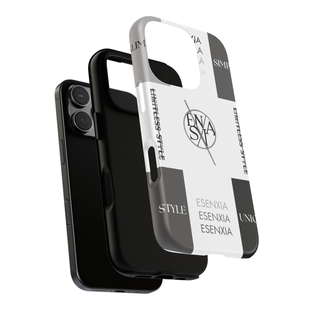 Gothic Monochrome Phone Case — 'ESENXIA' Logo Tough Case