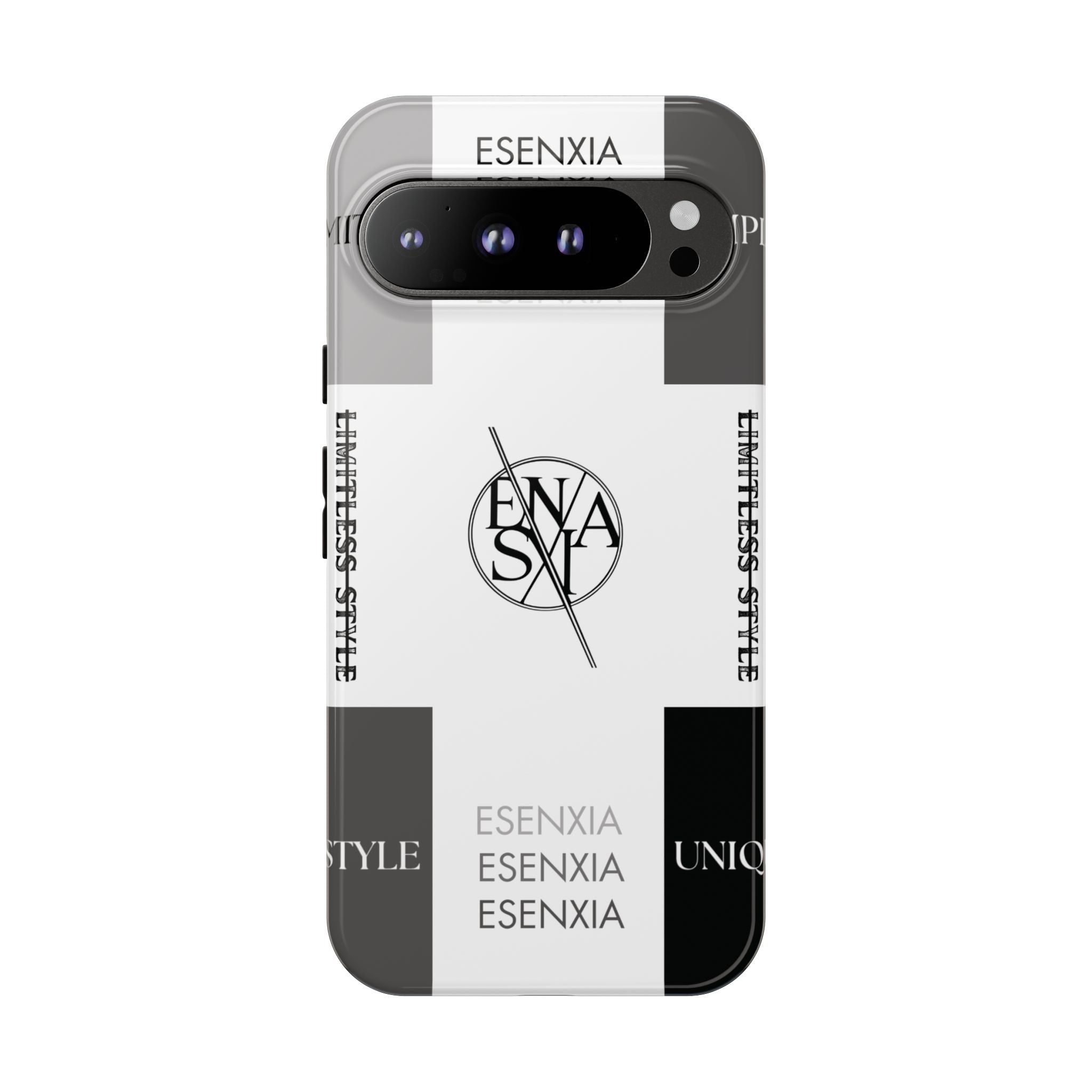 Gothic Monochrome Phone Case — 'ESENXIA' Logo Tough Case