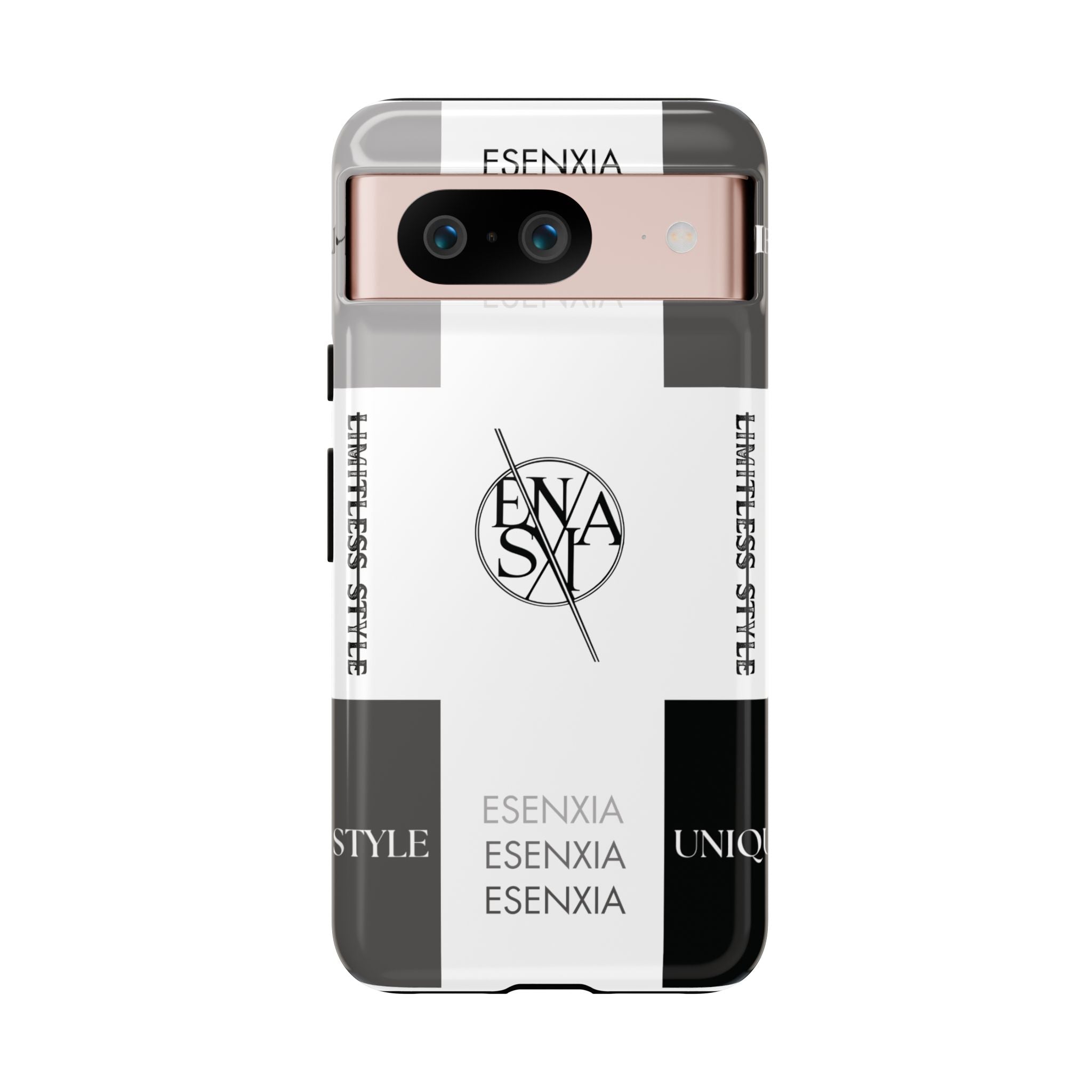Gothic Monochrome Phone Case — 'ESENXIA' Logo Tough Case