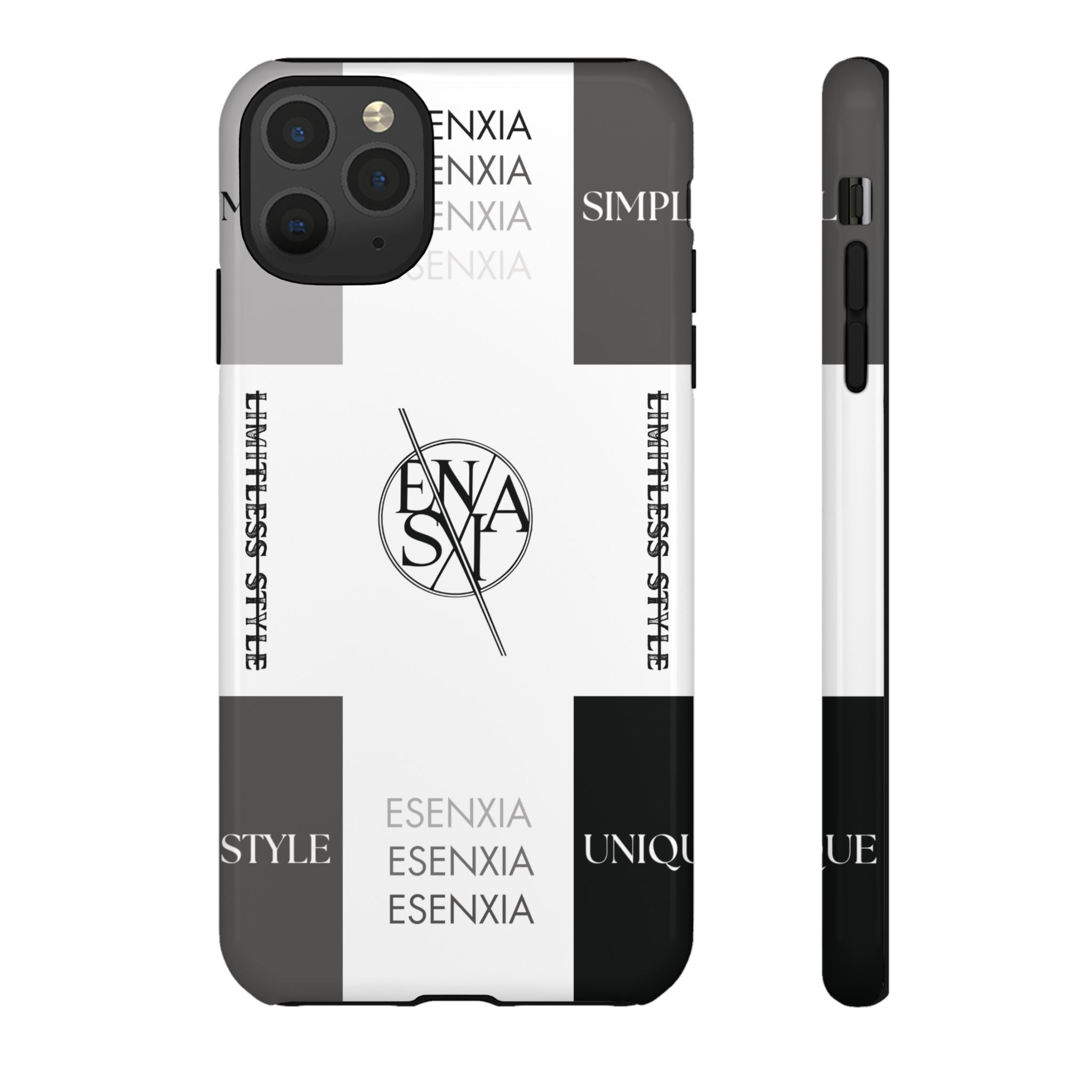 Gothic Monochrome Phone Case — 'ESENXIA' Logo Tough Case
