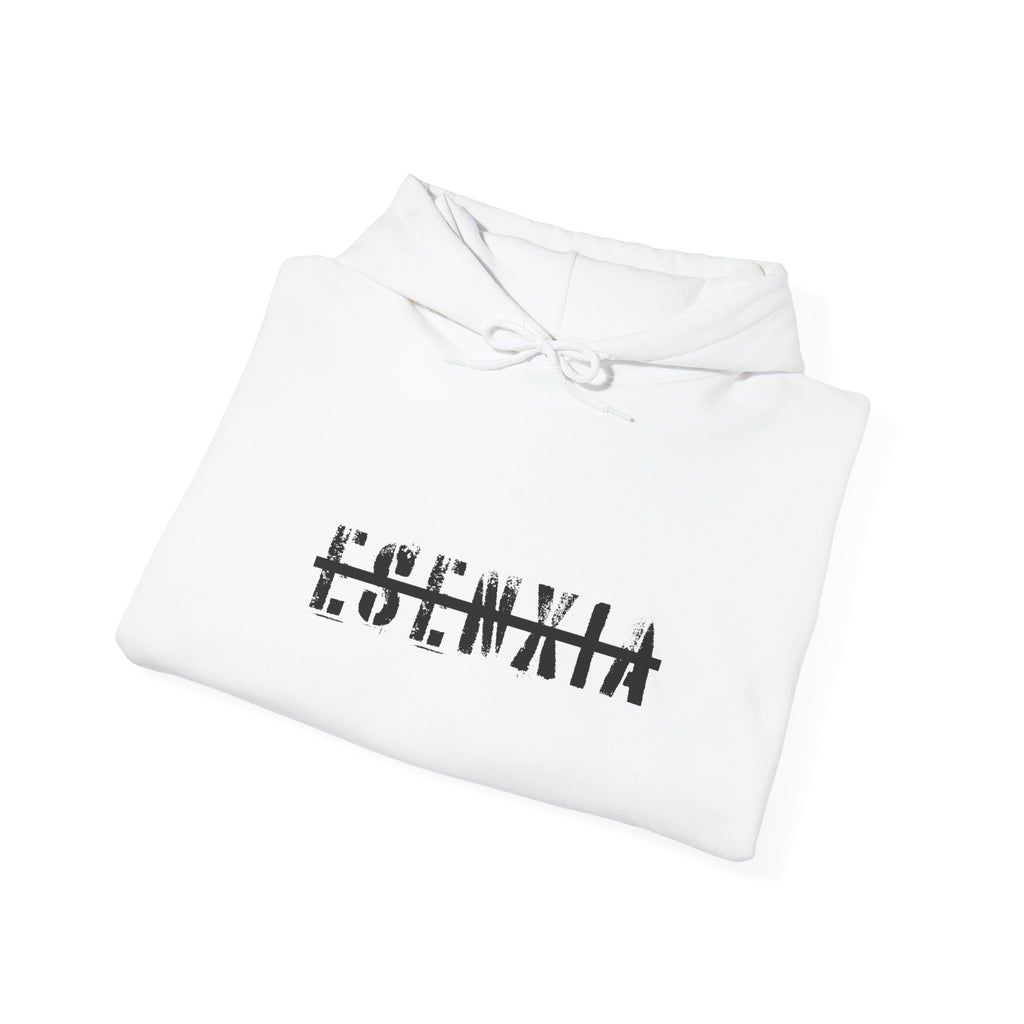 Esenxia Logo Hoodie — Minimalist Text Graphic Pullover with Sleeve Print