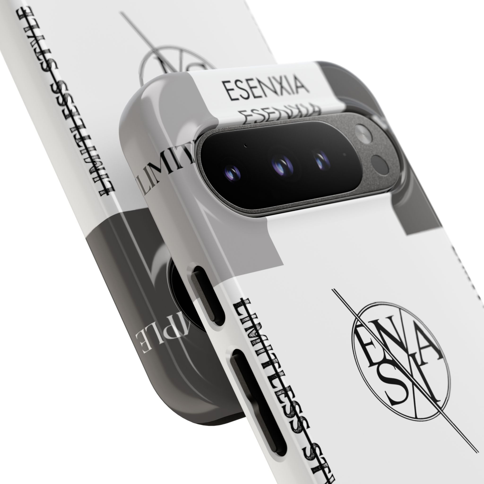 Gothic Monochrome Phone Case — 'ESENXIA' Logo Tough Case