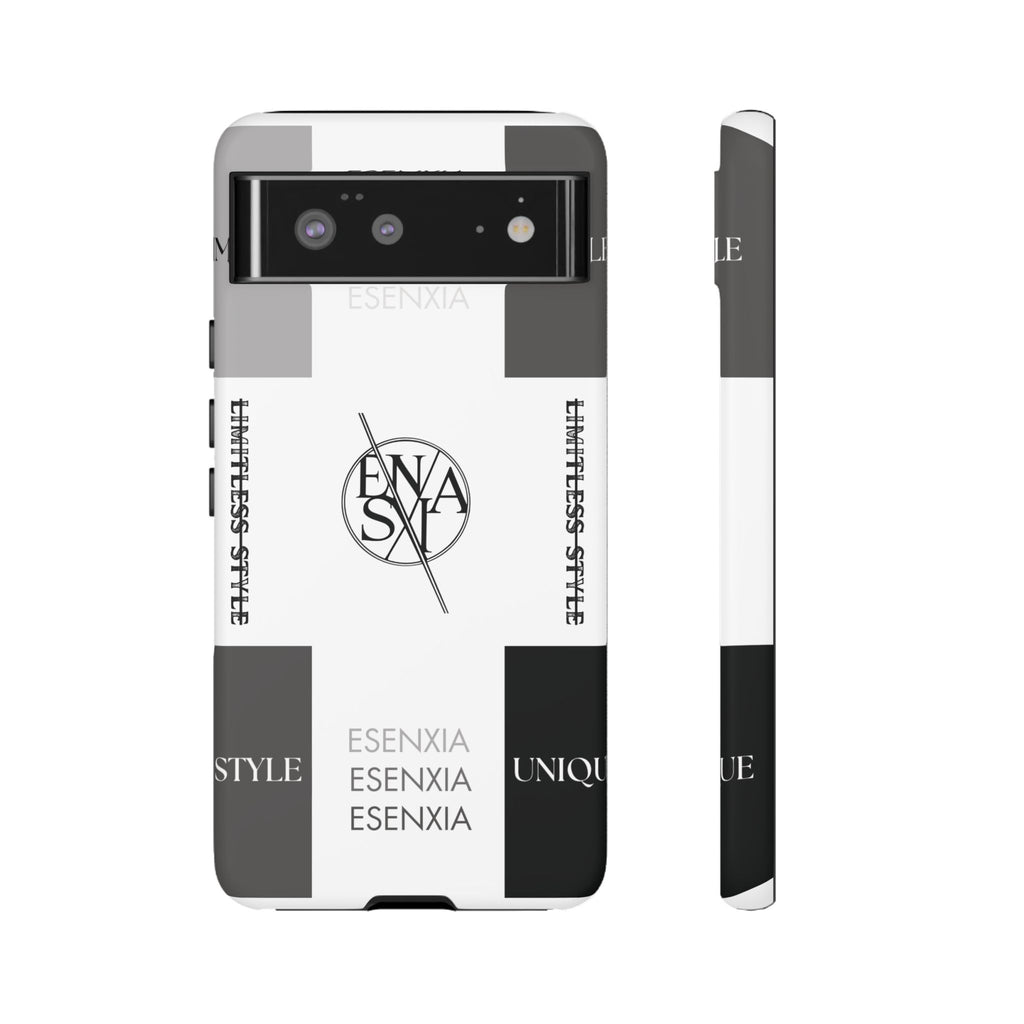 Gothic Monochrome Phone Case — 'ESENXIA' Logo Tough Case