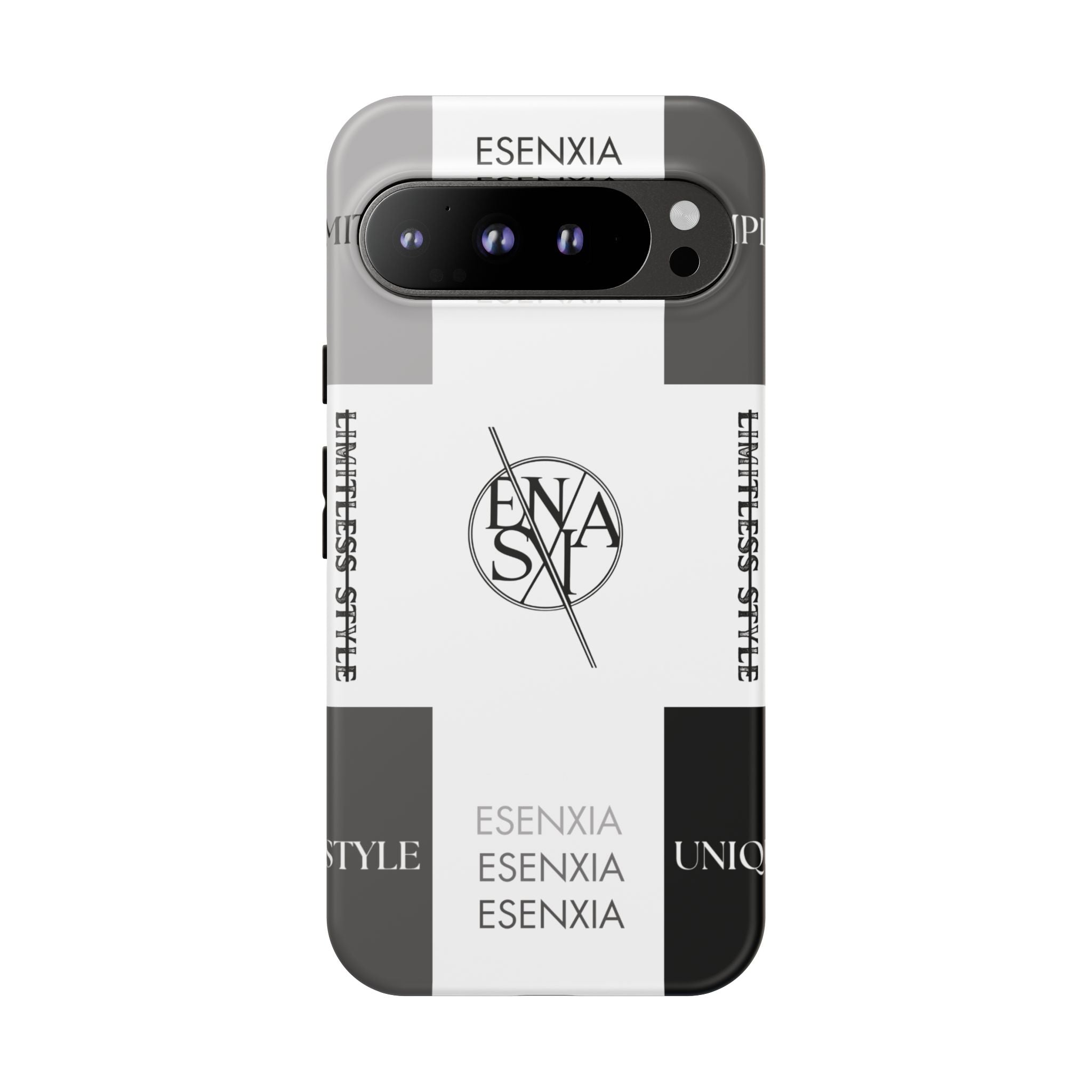 Gothic Monochrome Phone Case — 'ESENXIA' Logo Tough Case