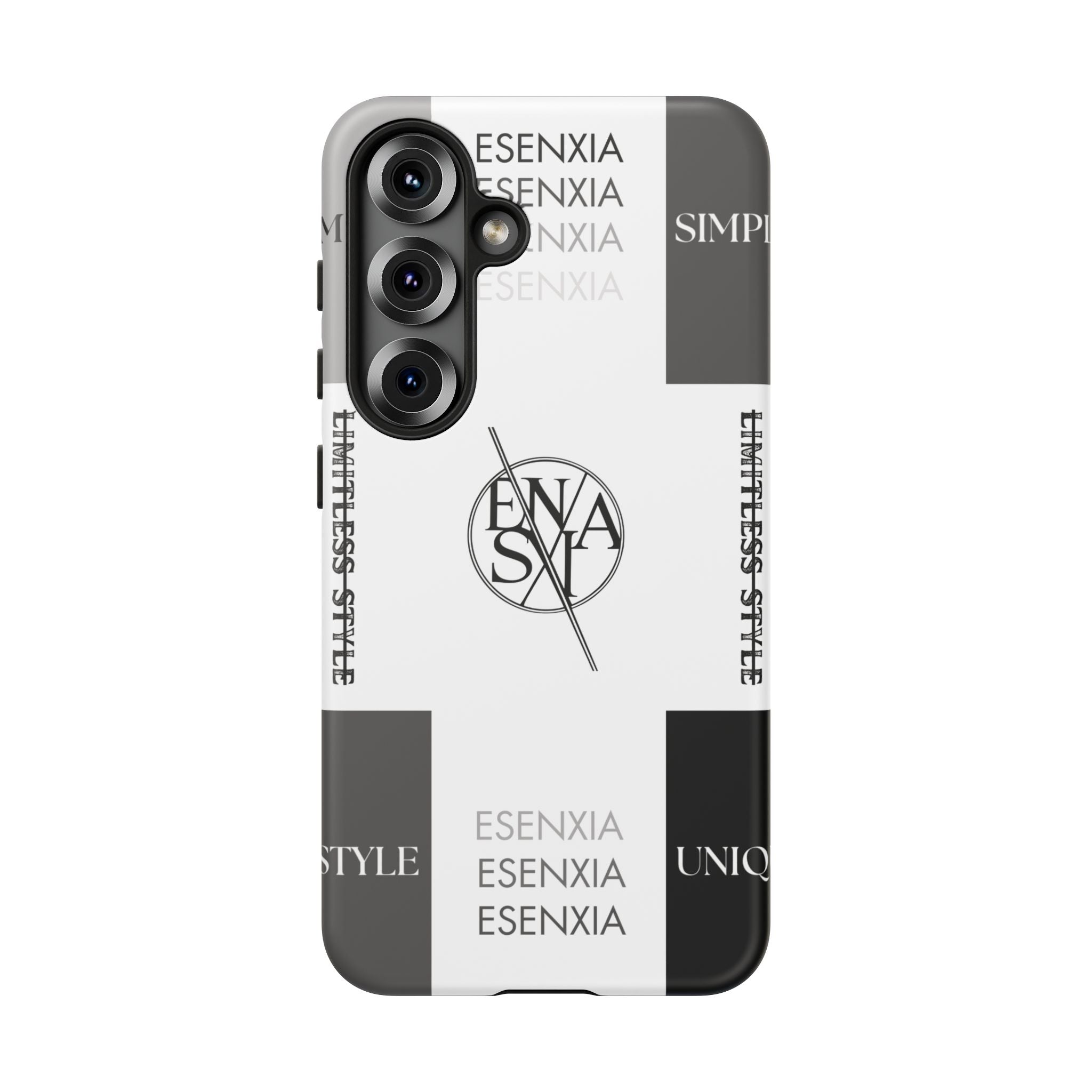 Gothic Monochrome Phone Case — 'ESENXIA' Logo Tough Case