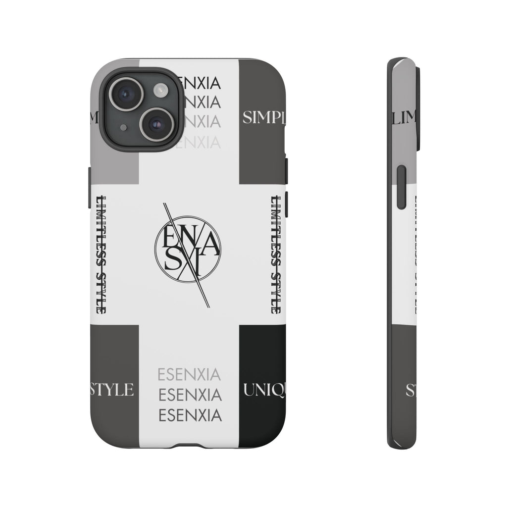 Gothic Monochrome Phone Case — 'ESENXIA' Logo Tough Case