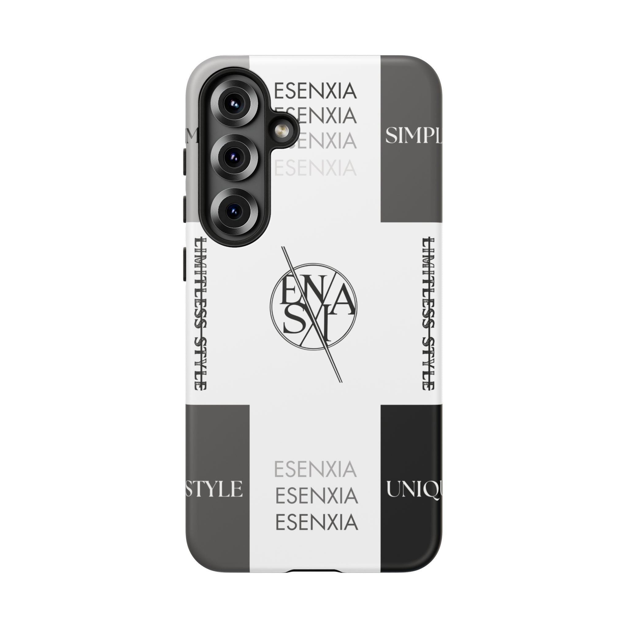 Gothic Monochrome Phone Case — 'ESENXIA' Logo Tough Case