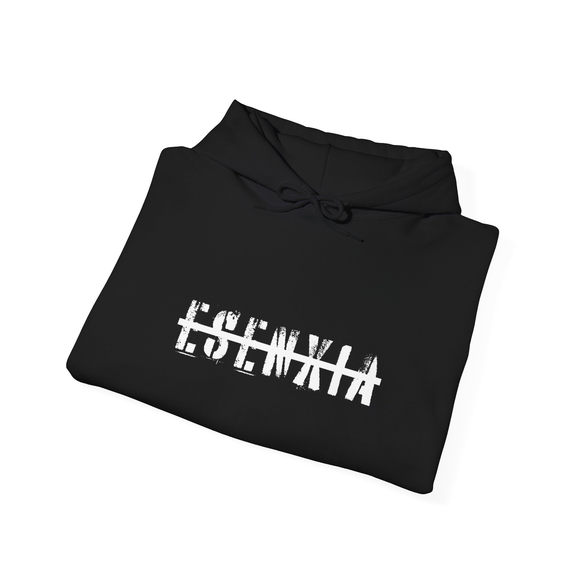 Esenxia Logo Hoodie — Minimalist Text Graphic Pullover with Sleeve Print