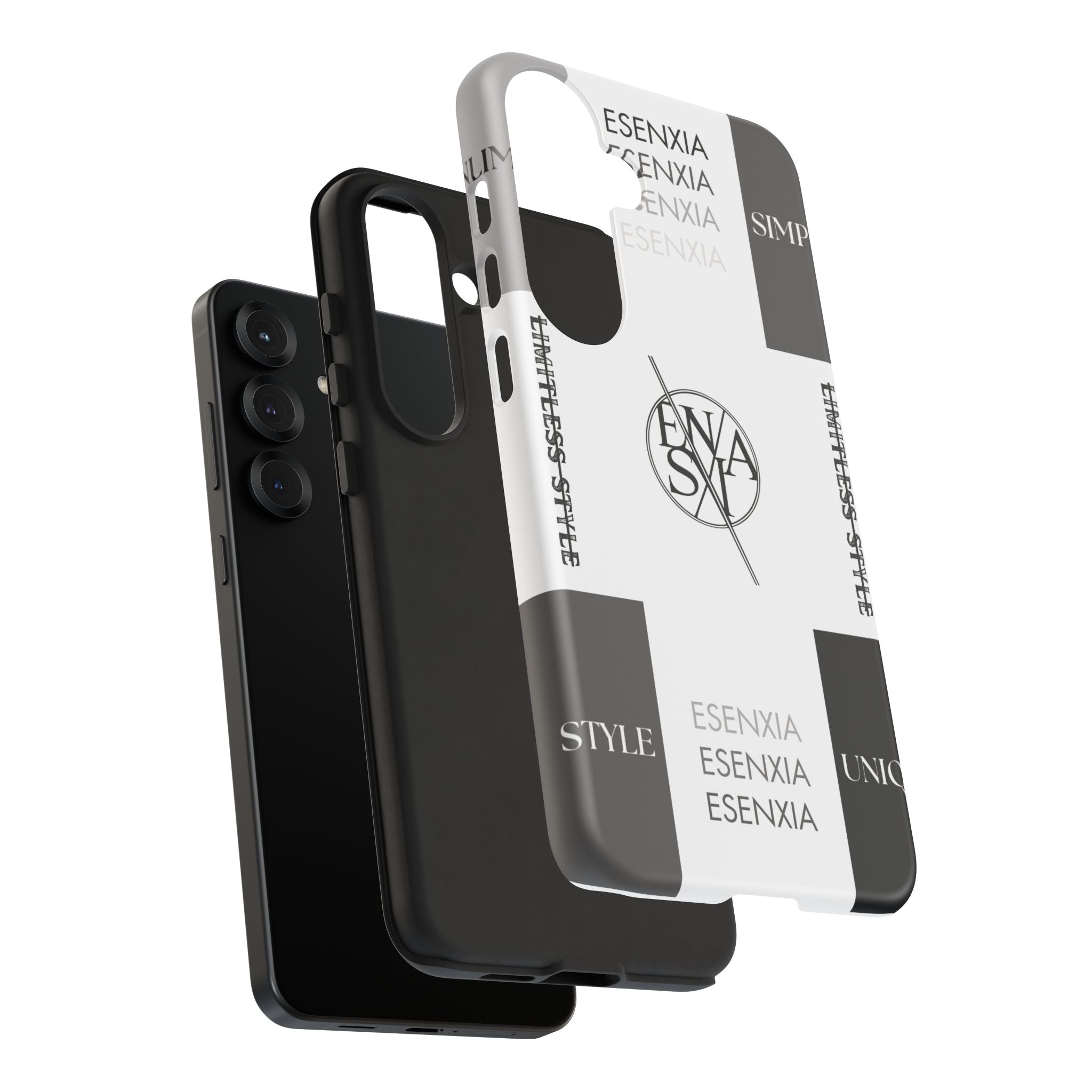 Gothic Monochrome Phone Case — 'ESENXIA' Logo Tough Case