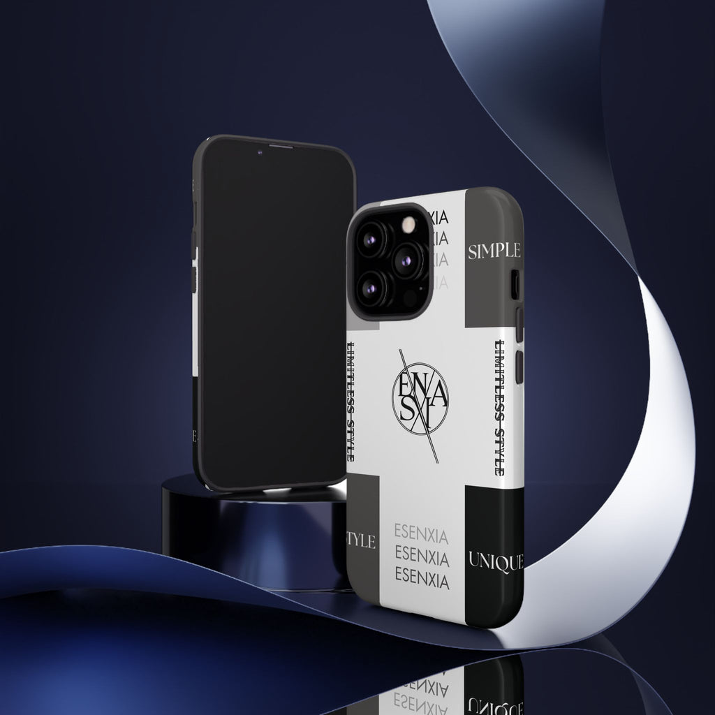 Gothic Monochrome Phone Case — 'ESENXIA' Logo Tough Case