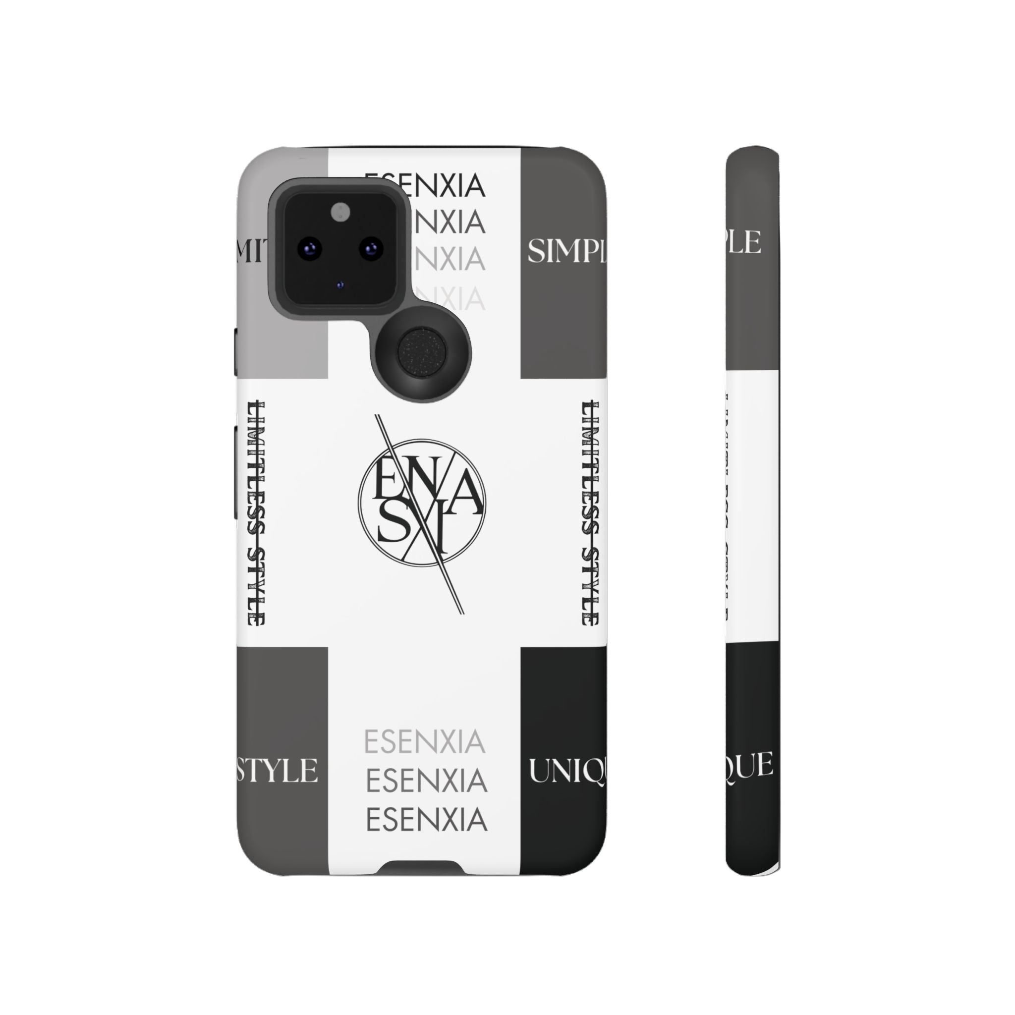 Gothic Monochrome Phone Case — 'ESENXIA' Logo Tough Case