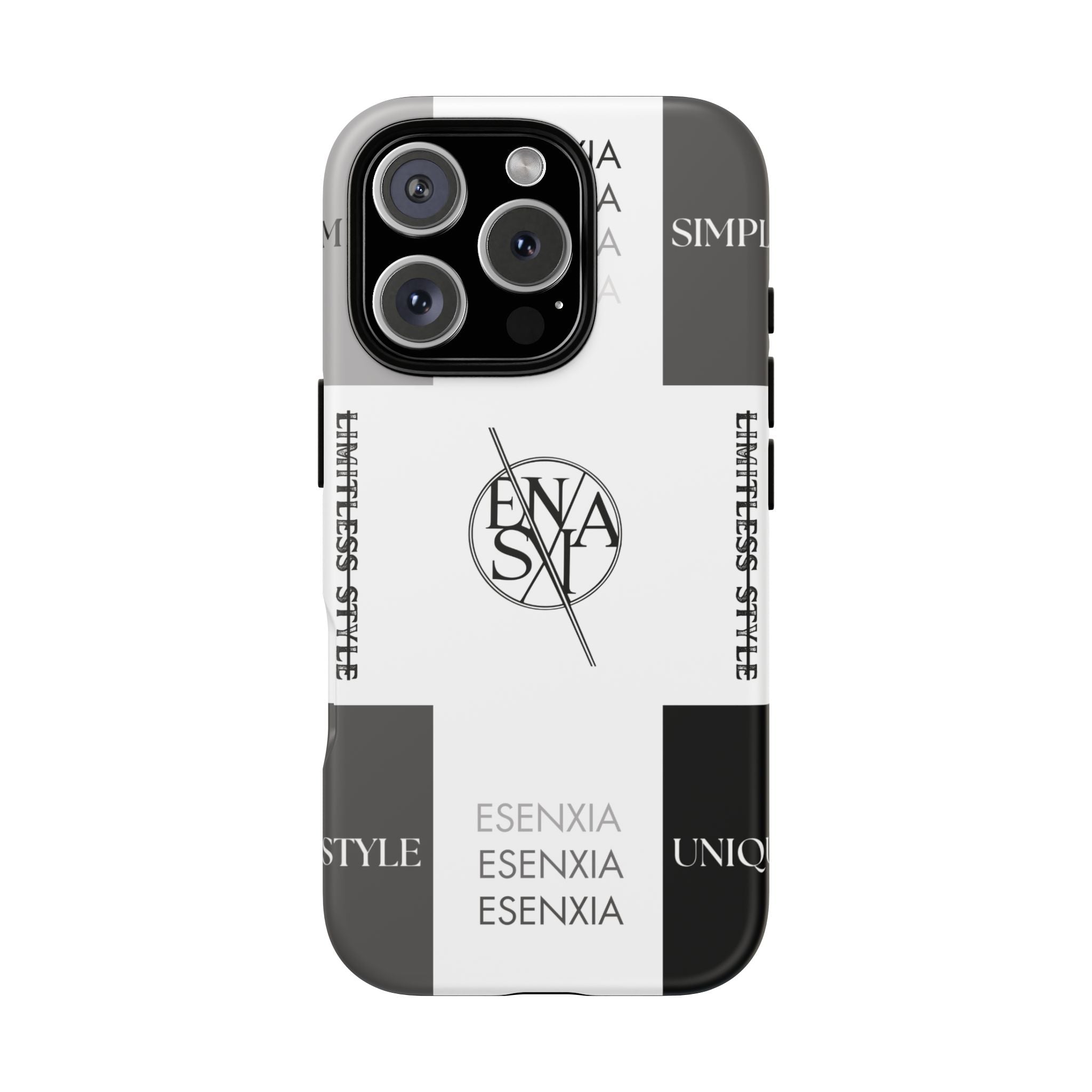 Gothic Monochrome Phone Case — 'ESENXIA' Logo Tough Case
