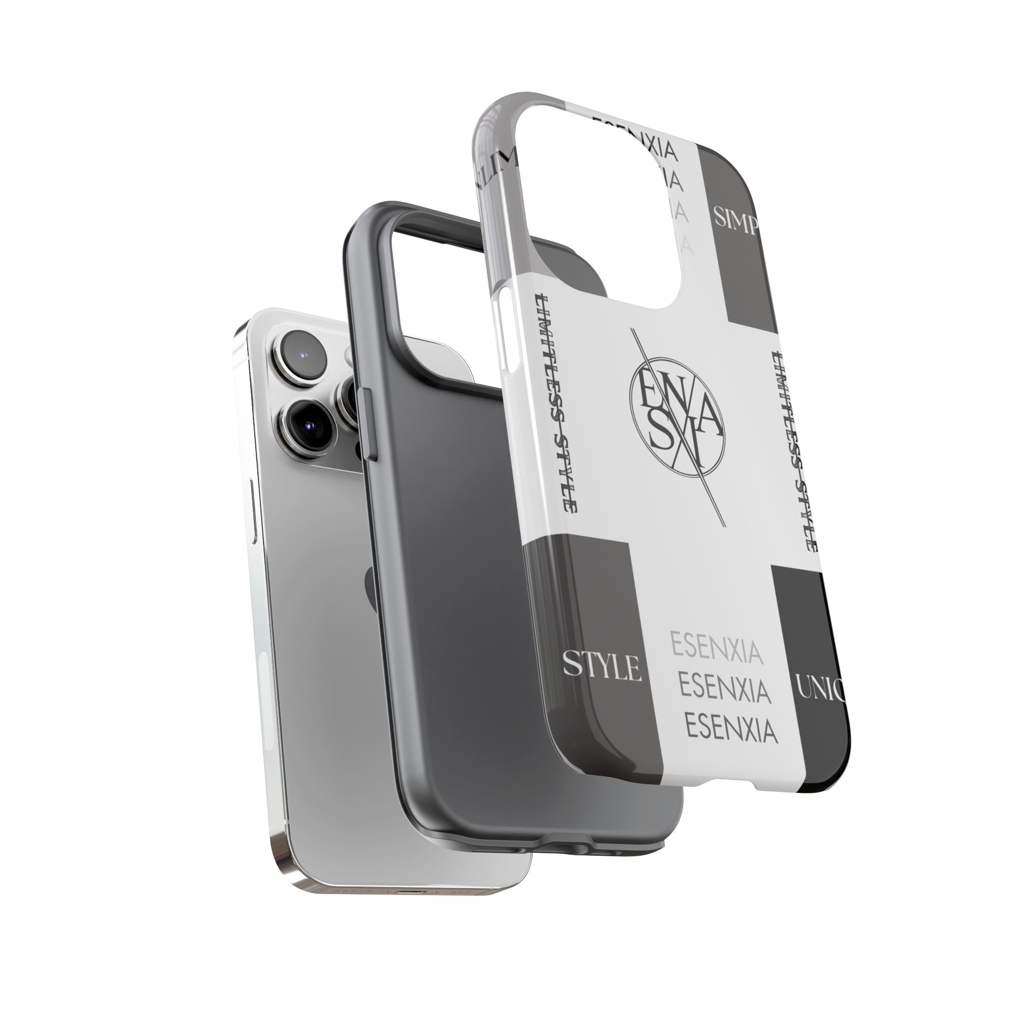 Gothic Monochrome Phone Case — 'ESENXIA' Logo Tough Case