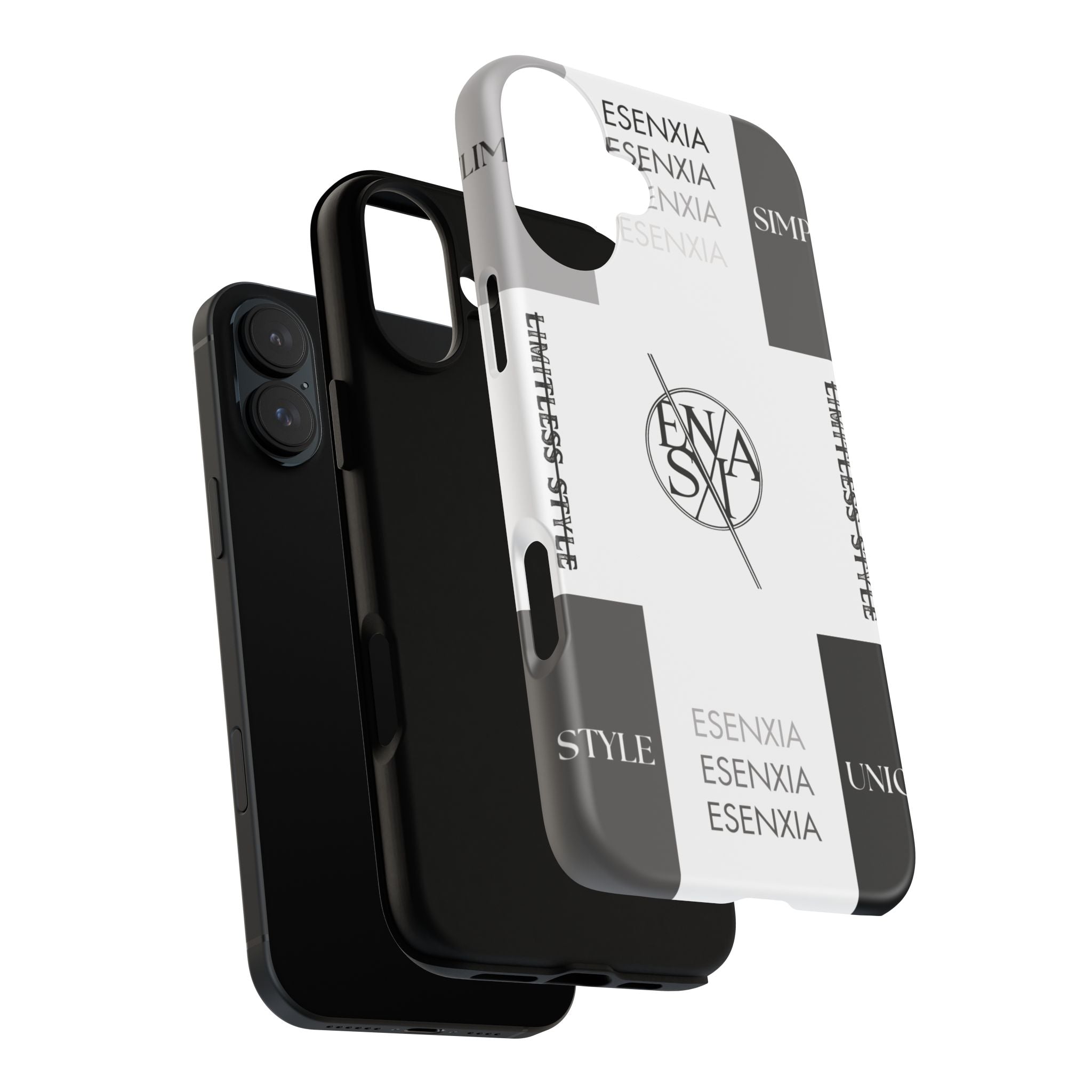 Gothic Monochrome Phone Case — 'ESENXIA' Logo Tough Case