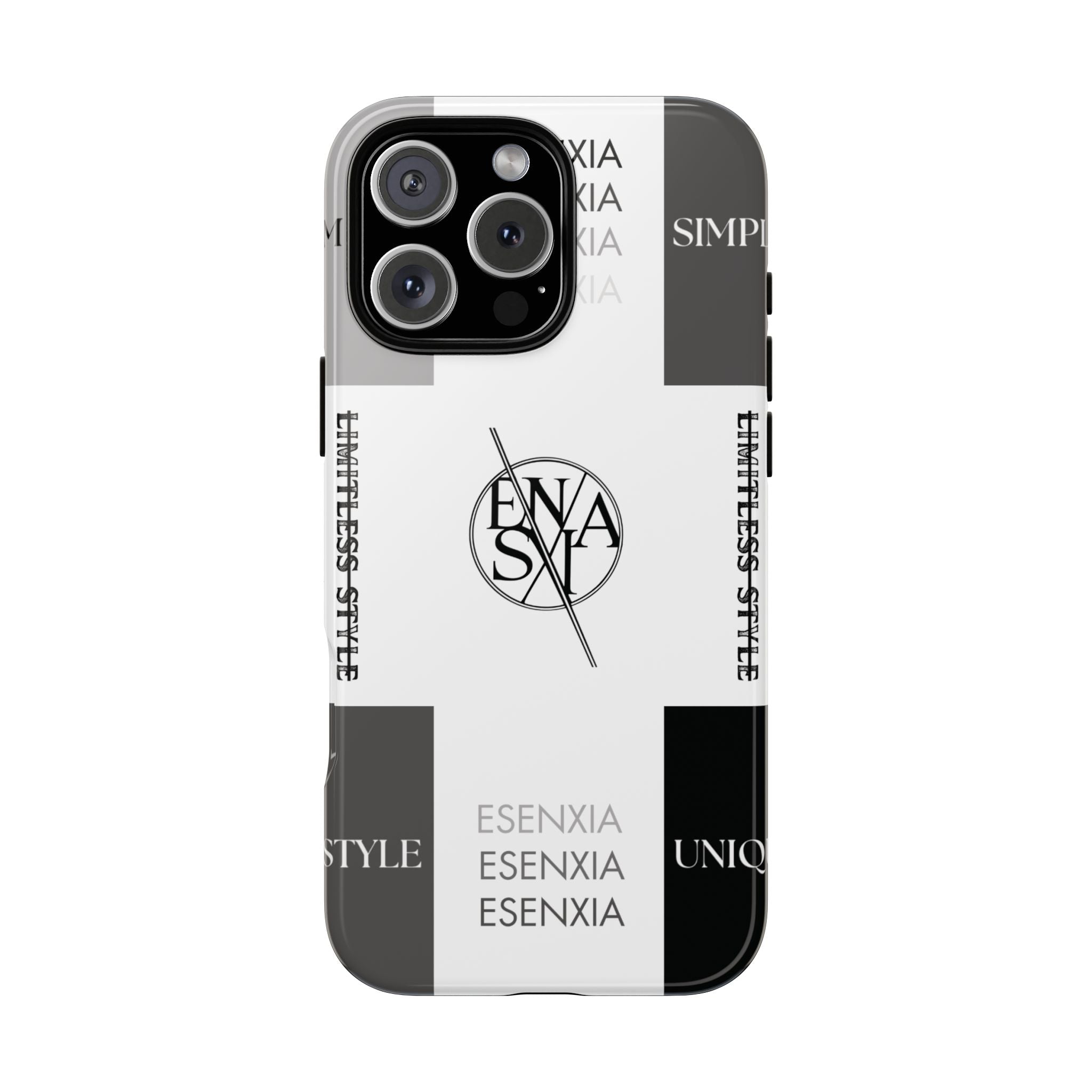 Gothic Monochrome Phone Case — 'ESENXIA' Logo Tough Case