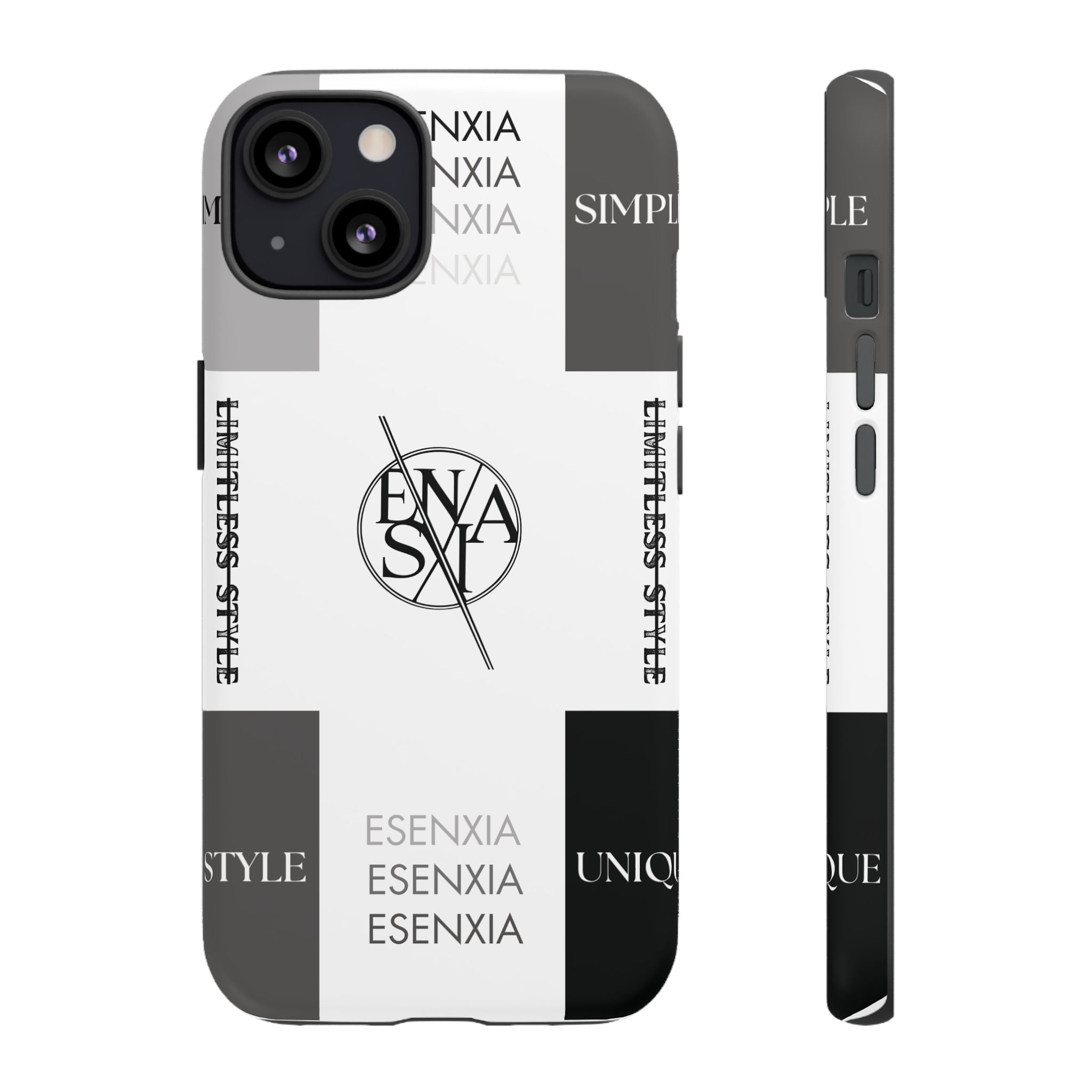 Gothic Monochrome Phone Case — 'ESENXIA' Logo Tough Case