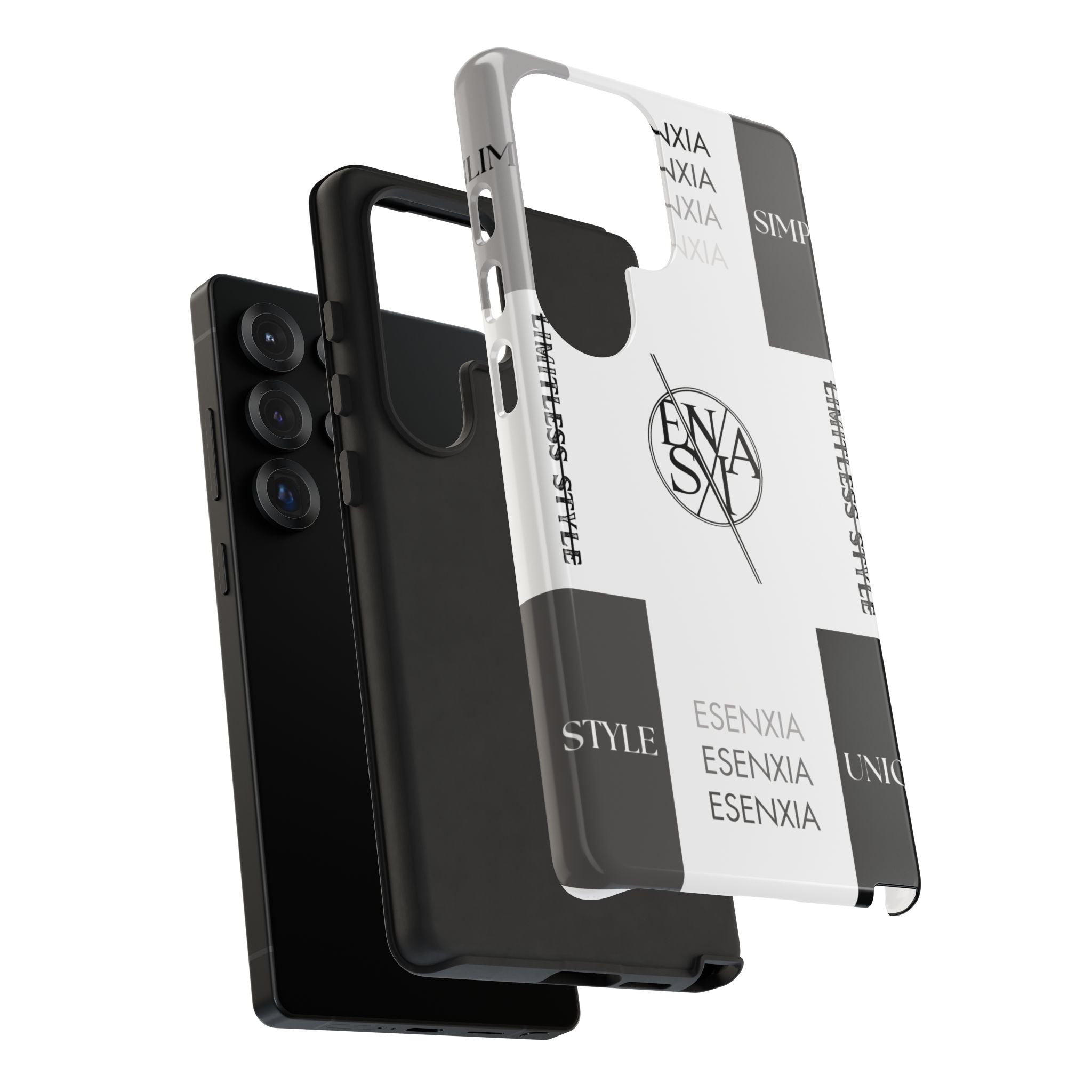 Gothic Monochrome Phone Case — 'ESENXIA' Logo Tough Case