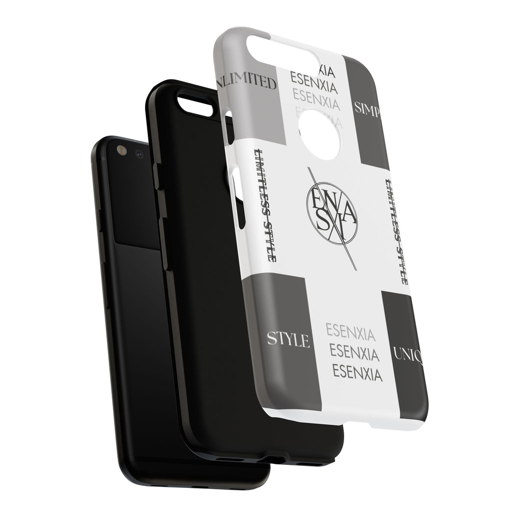 Gothic Monochrome Phone Case — 'ESENXIA' Logo Tough Case