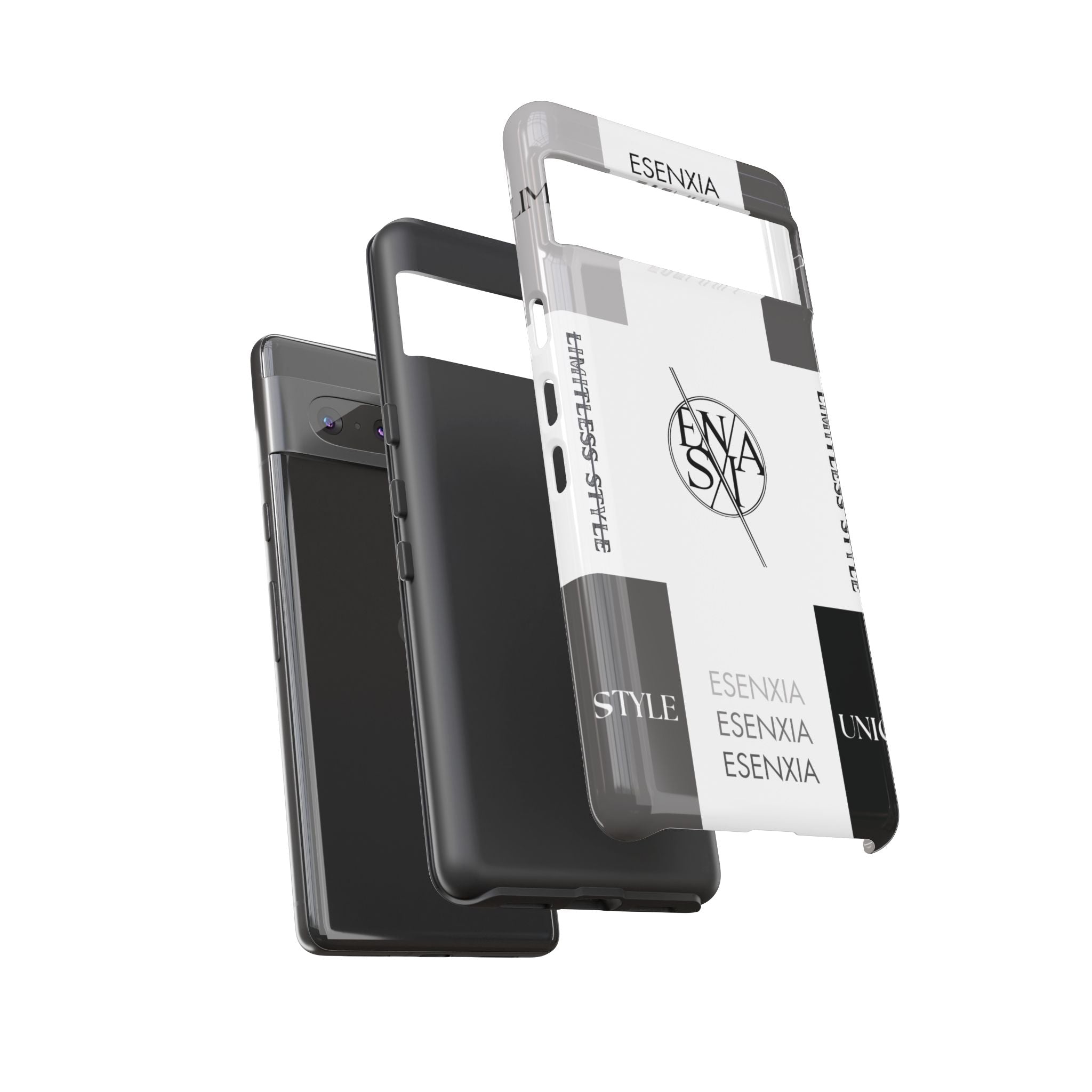 Gothic Monochrome Phone Case — 'ESENXIA' Logo Tough Case