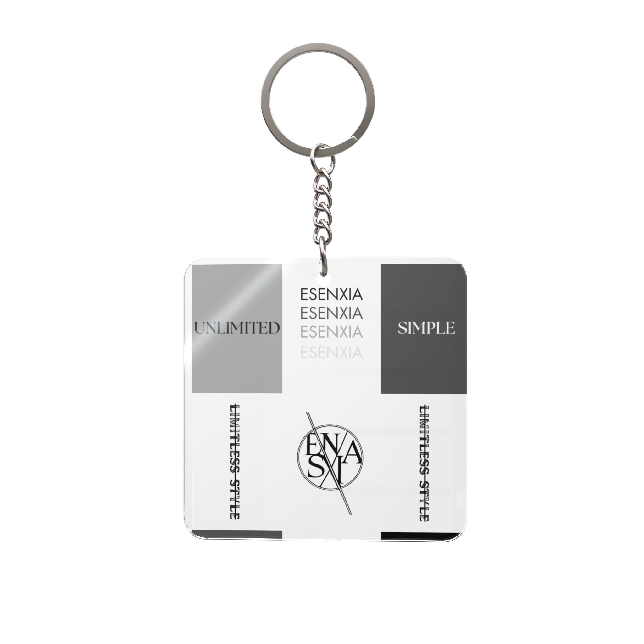 Minimalist Monochrome Square Keychain — ESENXIA Logo Design