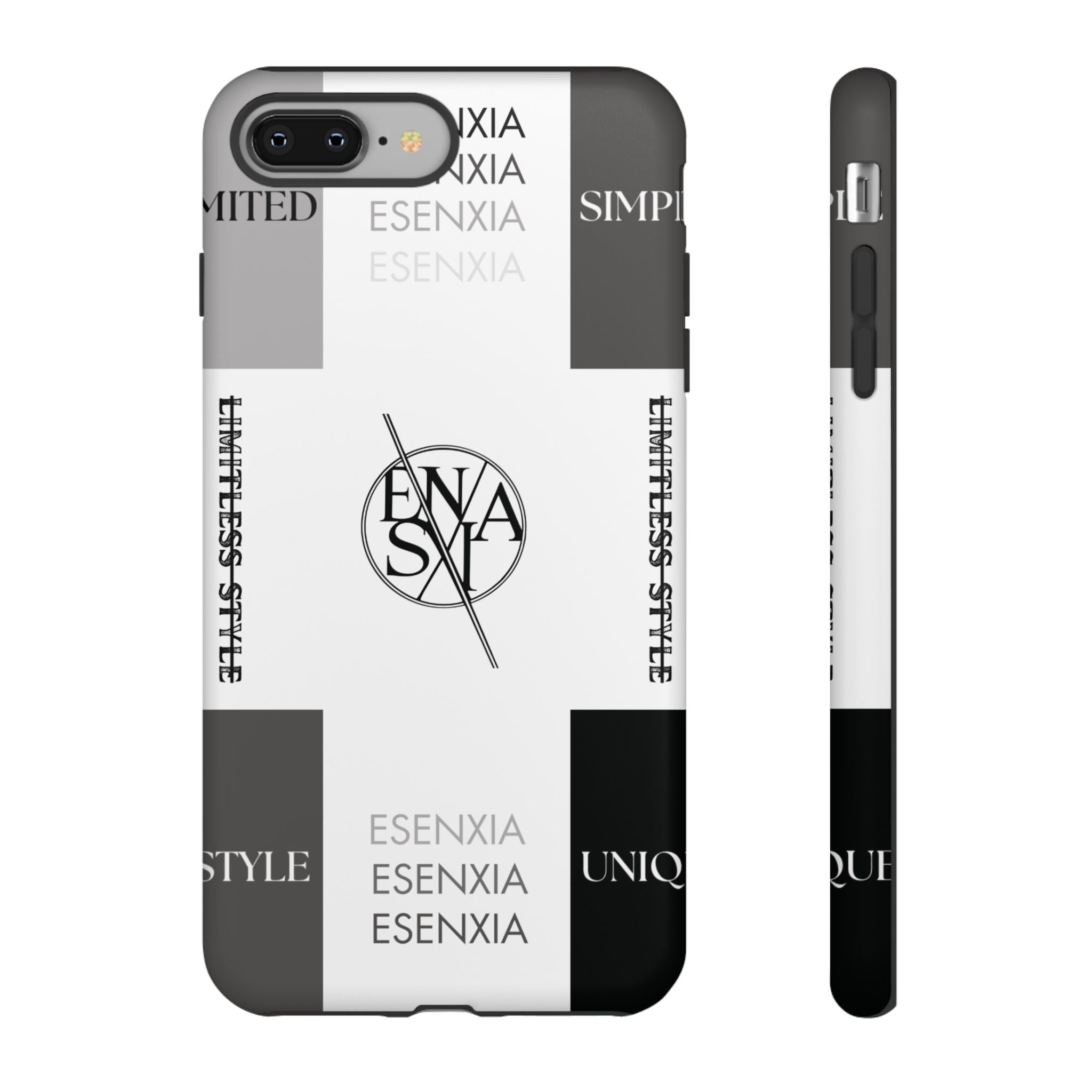 Gothic Monochrome Phone Case — 'ESENXIA' Logo Tough Case