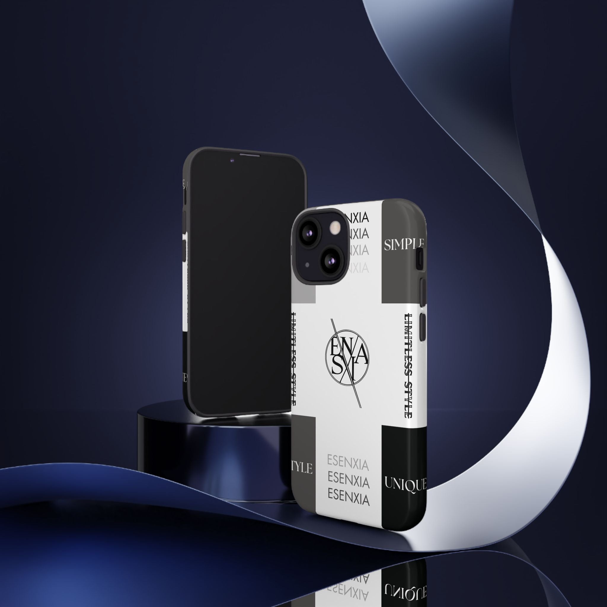Gothic Monochrome Phone Case — 'ESENXIA' Logo Tough Case