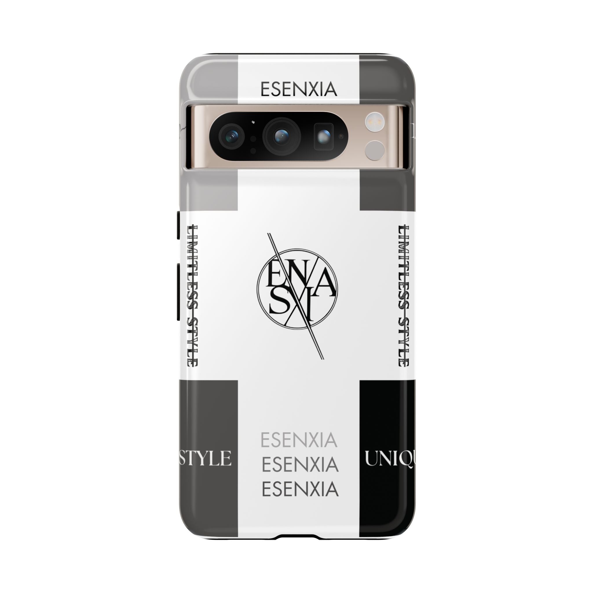 Gothic Monochrome Phone Case — 'ESENXIA' Logo Tough Case