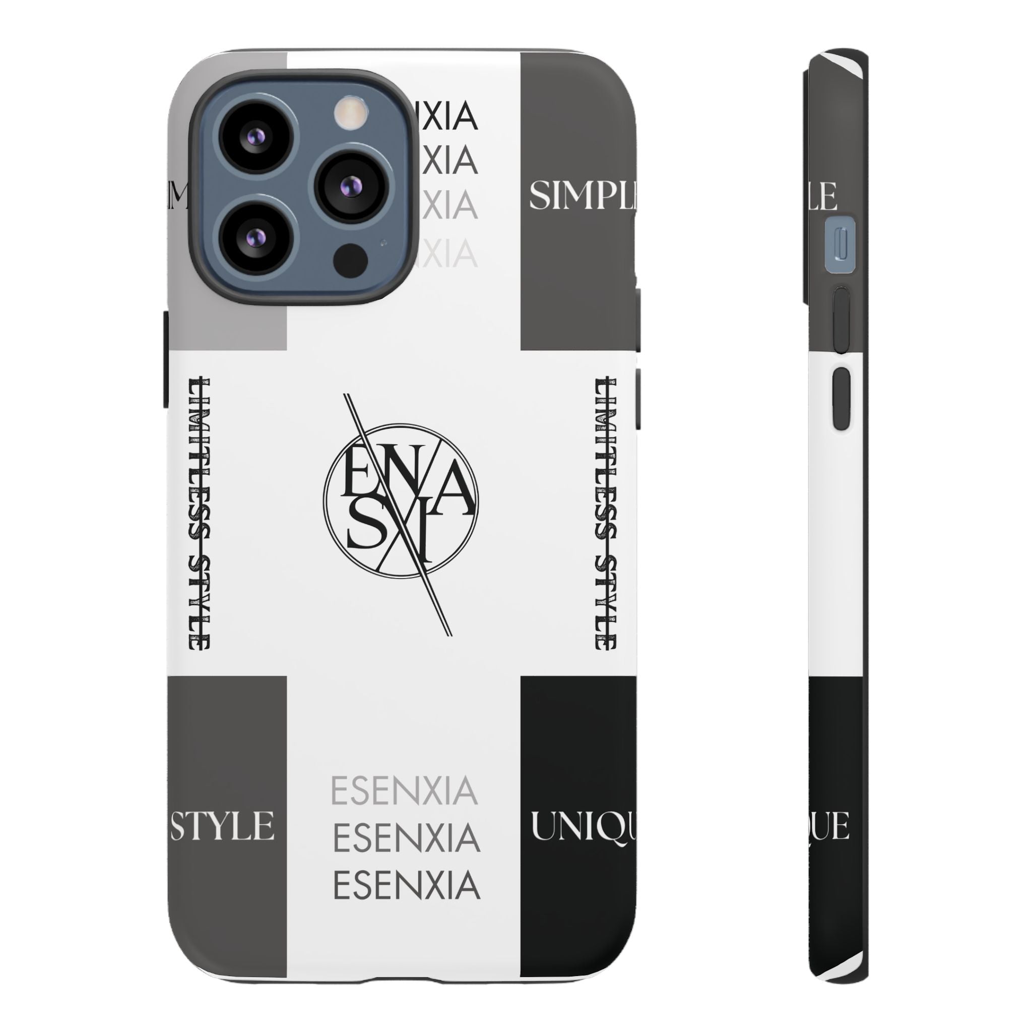 Gothic Monochrome Phone Case — 'ESENXIA' Logo Tough Case