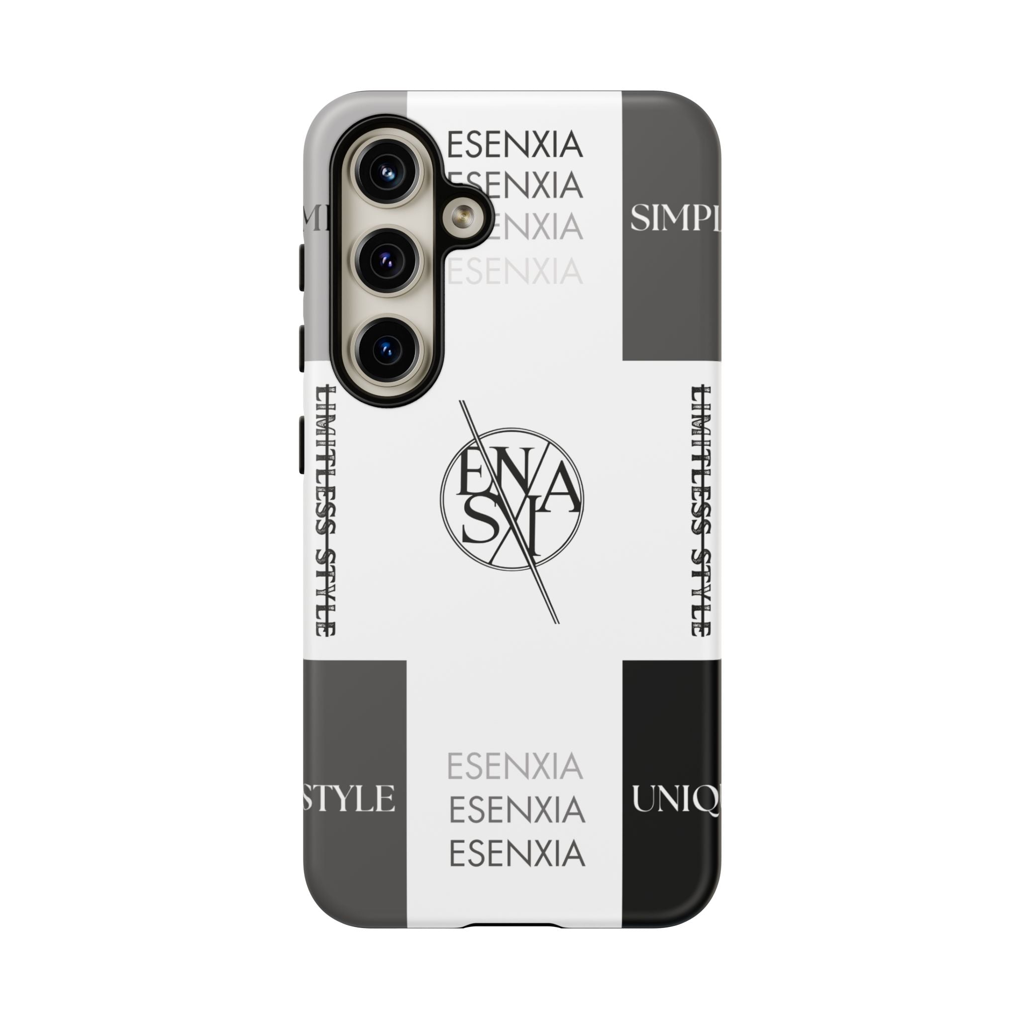 Gothic Monochrome Phone Case — 'ESENXIA' Logo Tough Case