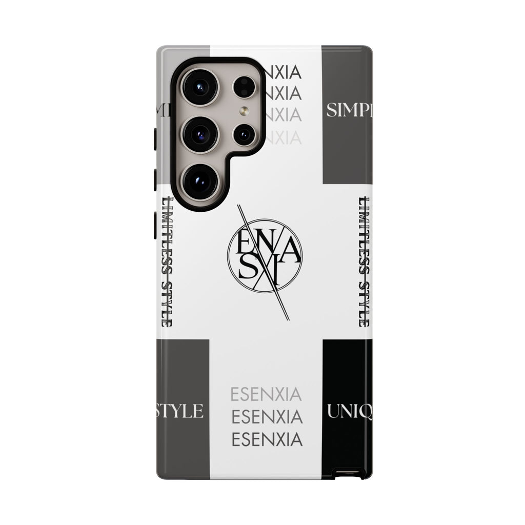 Gothic Monochrome Phone Case — 'ESENXIA' Logo Tough Case