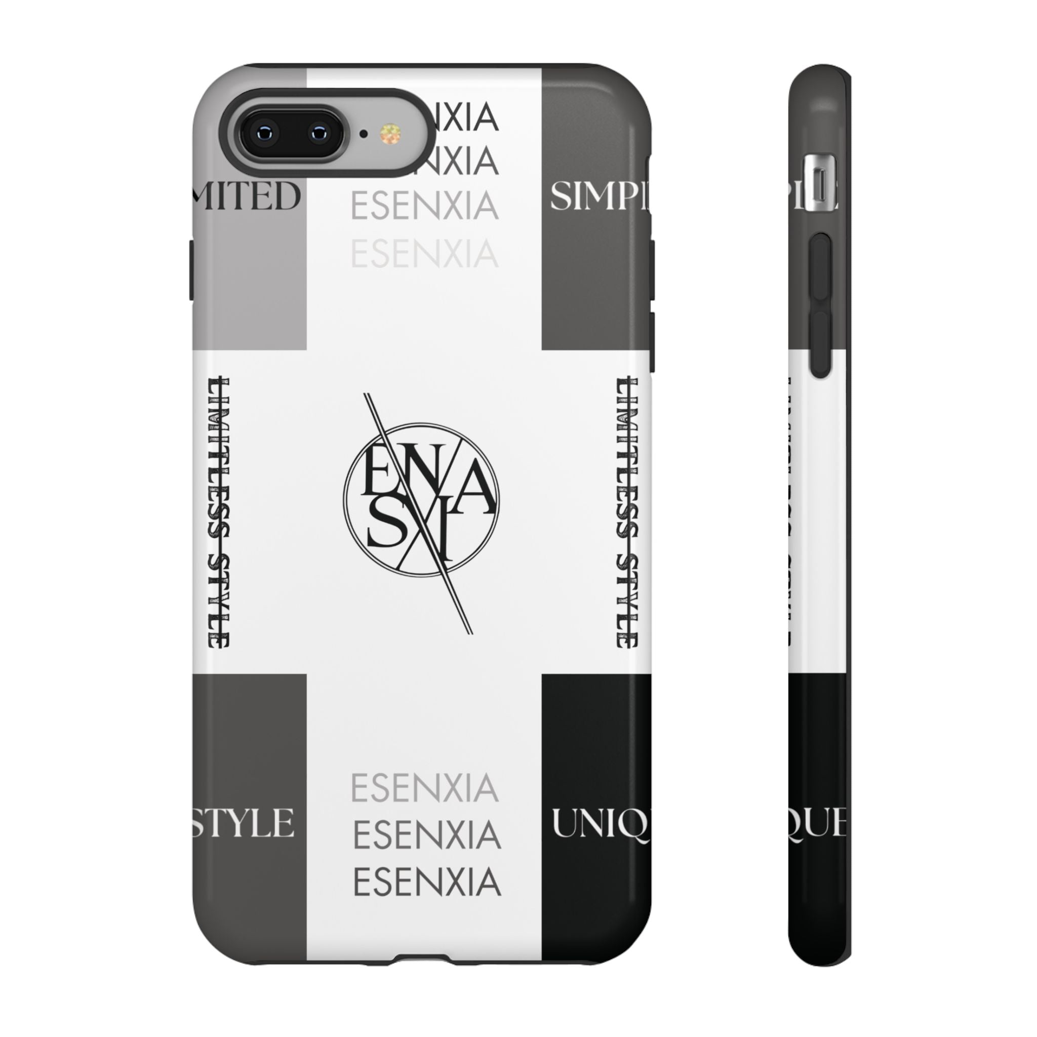 Gothic Monochrome Phone Case — 'ESENXIA' Logo Tough Case