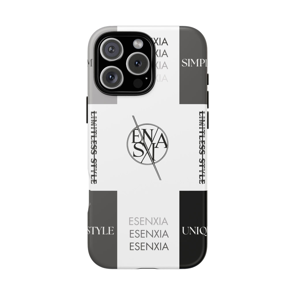 Gothic Monochrome Phone Case — 'ESENXIA' Logo Tough Case