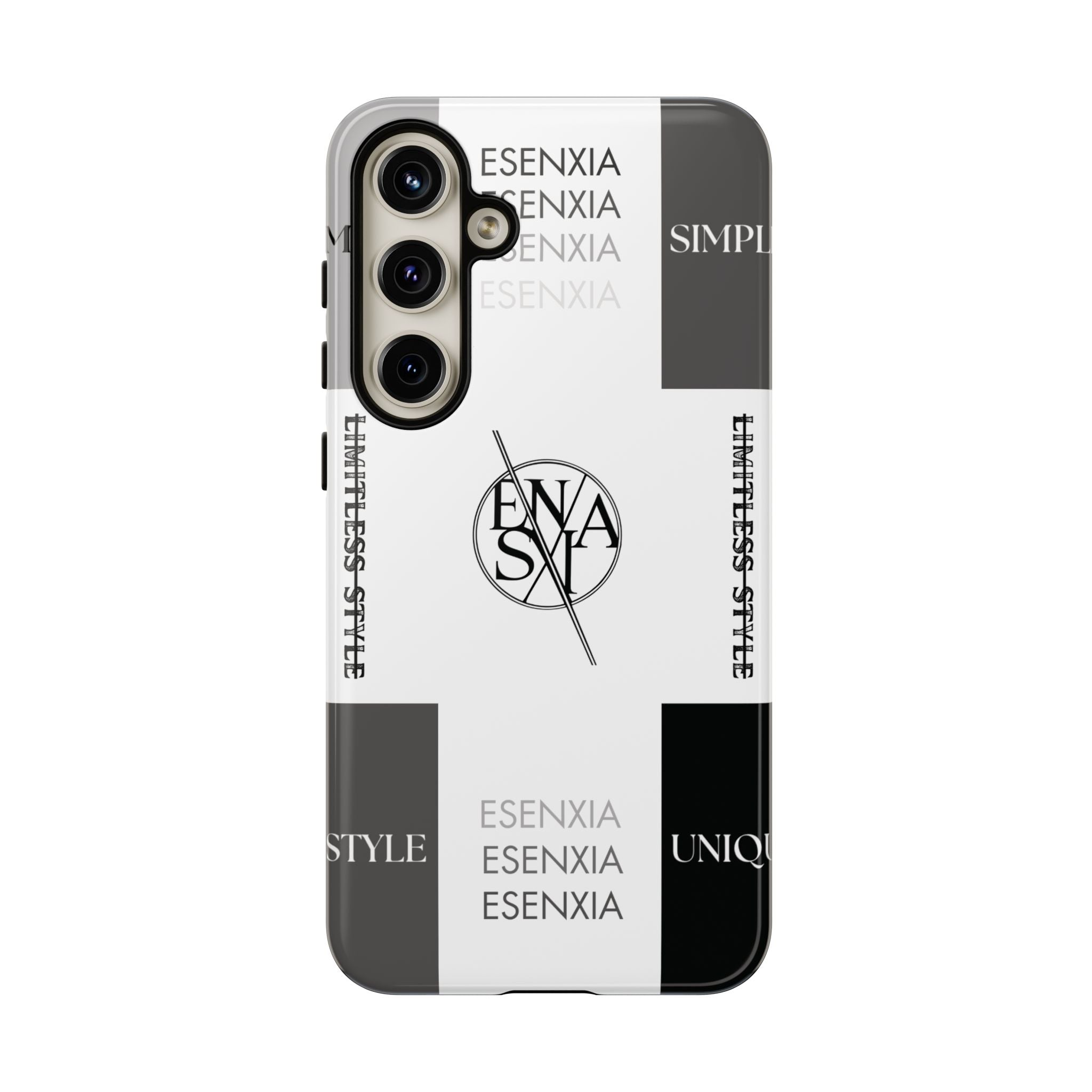 Gothic Monochrome Phone Case — 'ESENXIA' Logo Tough Case
