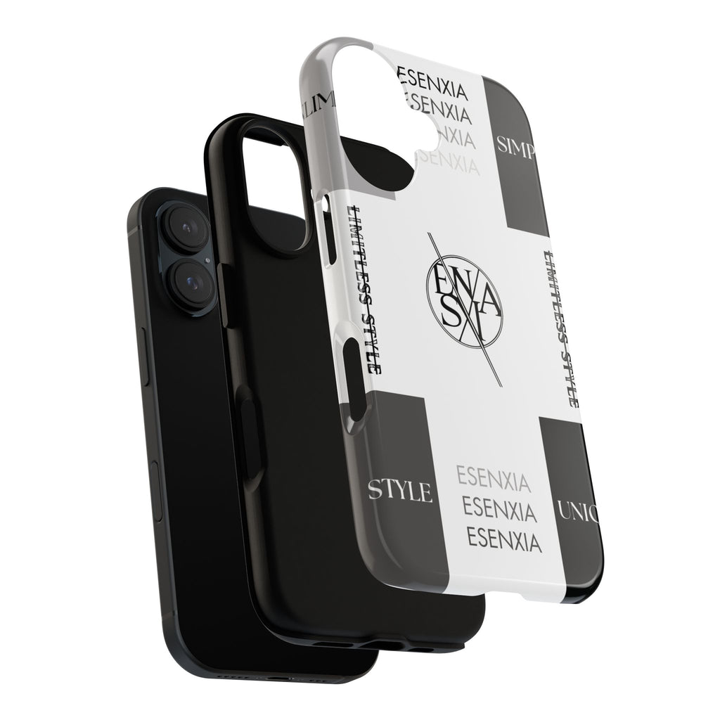 Gothic Monochrome Phone Case — 'ESENXIA' Logo Tough Case
