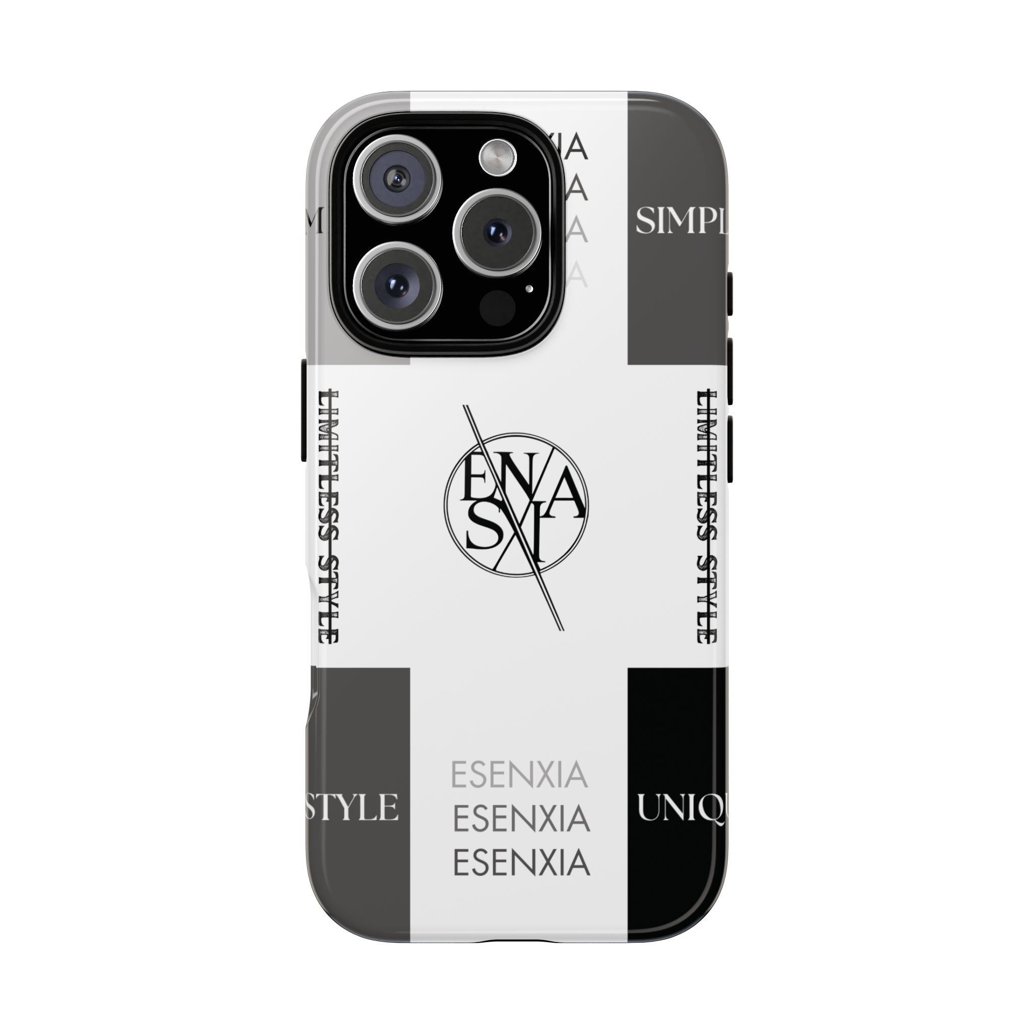 Gothic Monochrome Phone Case — 'ESENXIA' Logo Tough Case