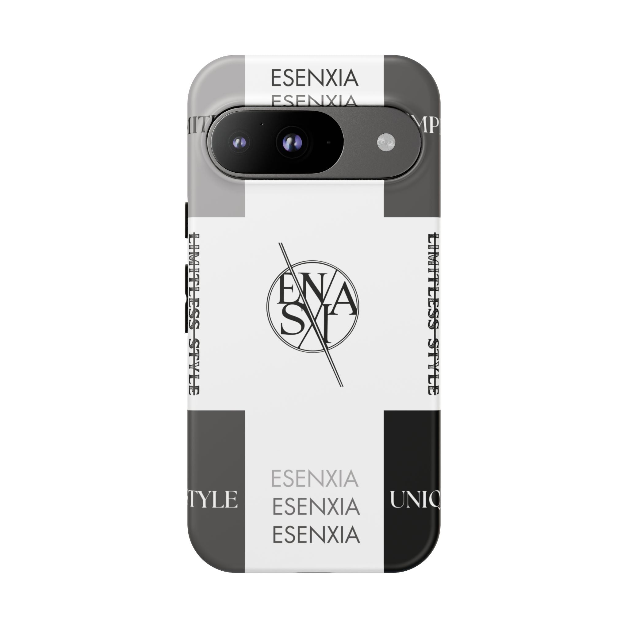 Gothic Monochrome Phone Case — 'ESENXIA' Logo Tough Case